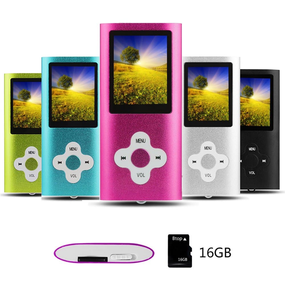 Btopllc MP3 Player MP4 Player Digital Music Player 16GB Internal Memory Card Portable and Compact MP3 / MP4 Music Player/Video Player (pink)