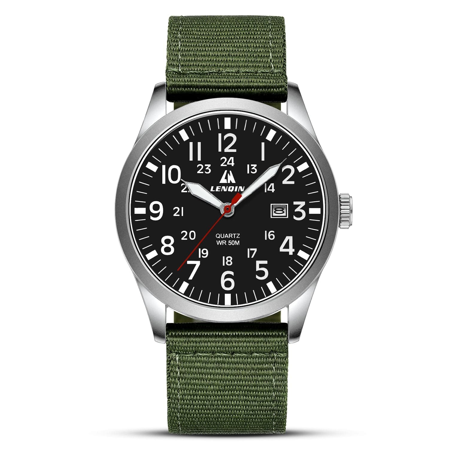 LN LENQIN Mens Watches Unisex Military Sport Nylon Strap Stylish Luminous Fashion Analog Quartz Watch for Men Waterproof Army Tactical Casual Wristwatch