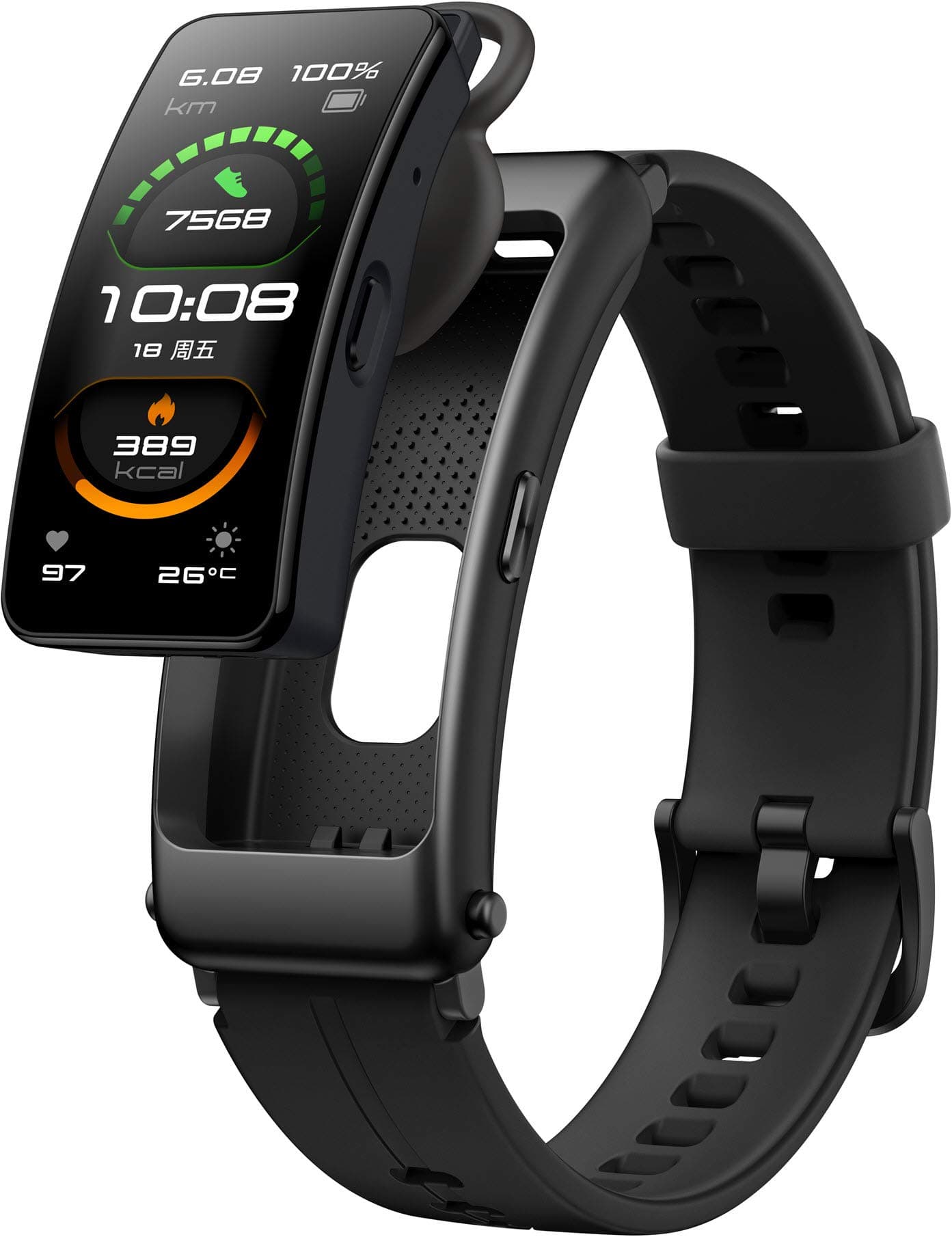 Talkband B6 Smart Band, Fitness Activities Tracker with 1.53-inch AMOLED colour screen, All-day Fitness Monitoring, Detachable Bluetooth Earphone, Sleep Monitoring Tracking, Graphit Black