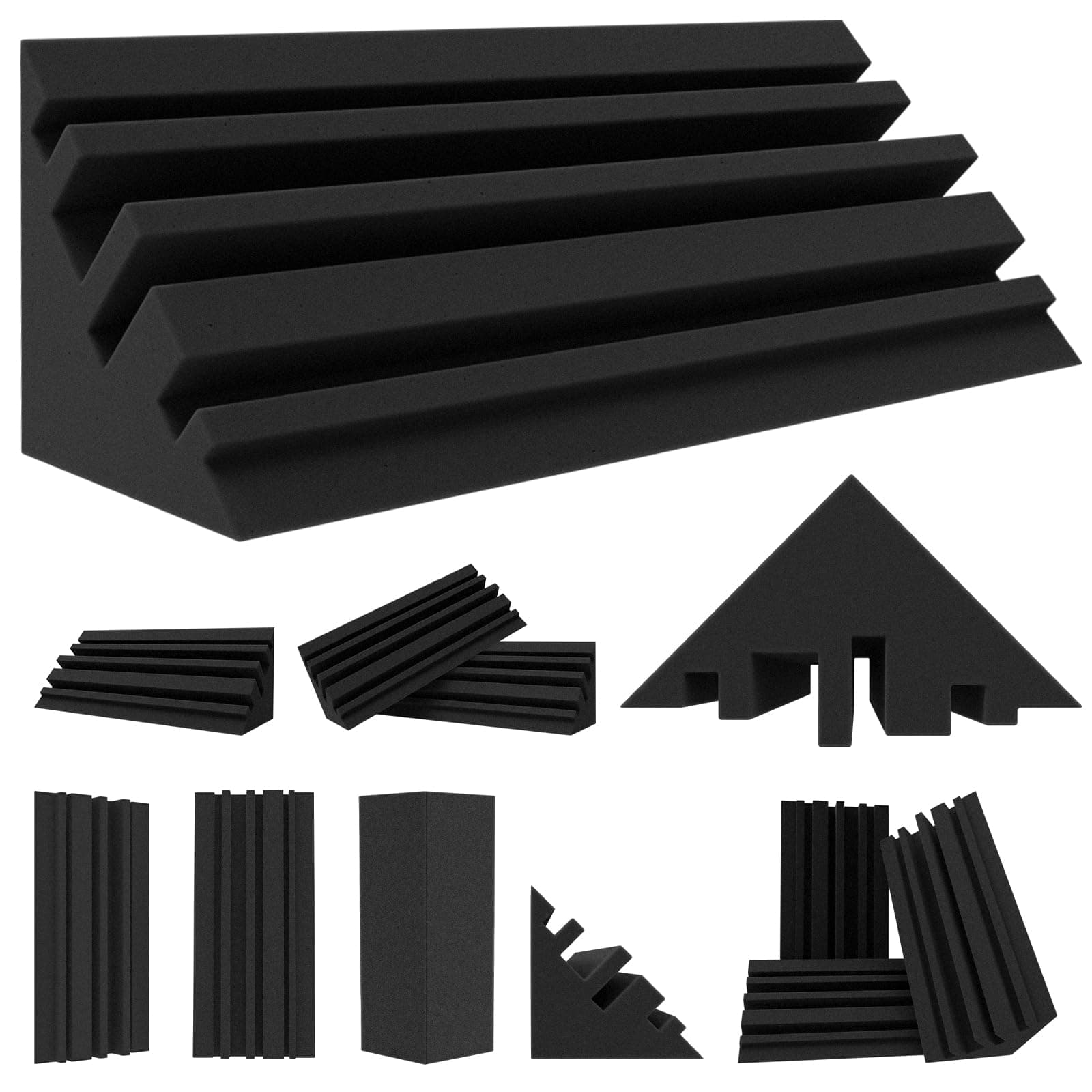 TroyStudio Periodic Bass Traps - 4 X 4 X 12 Inches 12 Pcs Dense Studio Acoustic Foam, Acoustic Bass Corner Reduce Reverb Echo, Acoustical Treatment Sound Foams for Home, Office Recording Studio