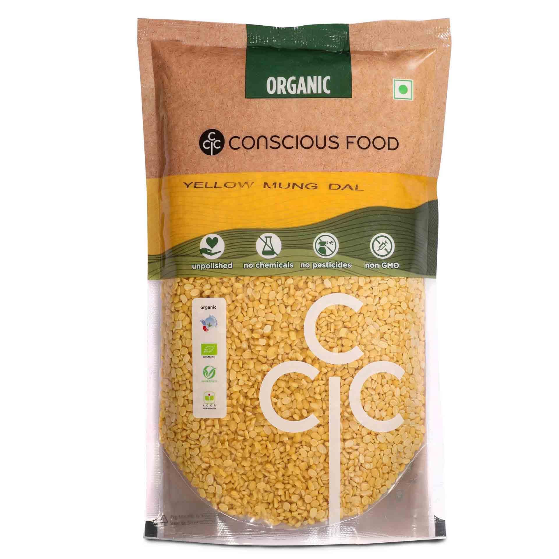 - Conscious Food Organic Yellow Moong Dal | 1kg | Unpolished | Certified Organic | Mung Dal, Mug Dal, Yellow Lentils
