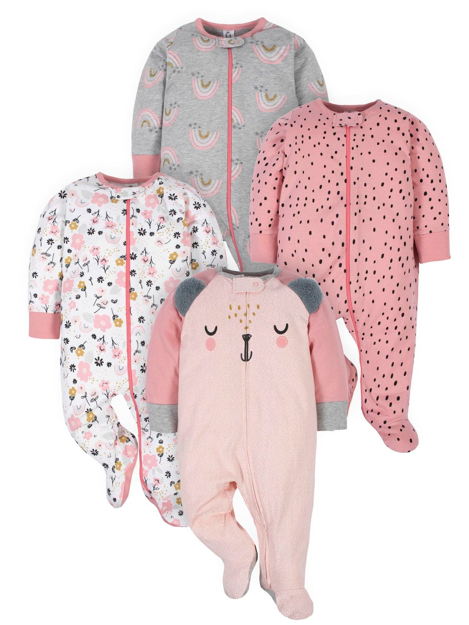 Baby-Girls 4 Pack Sleep 'N Play Footie