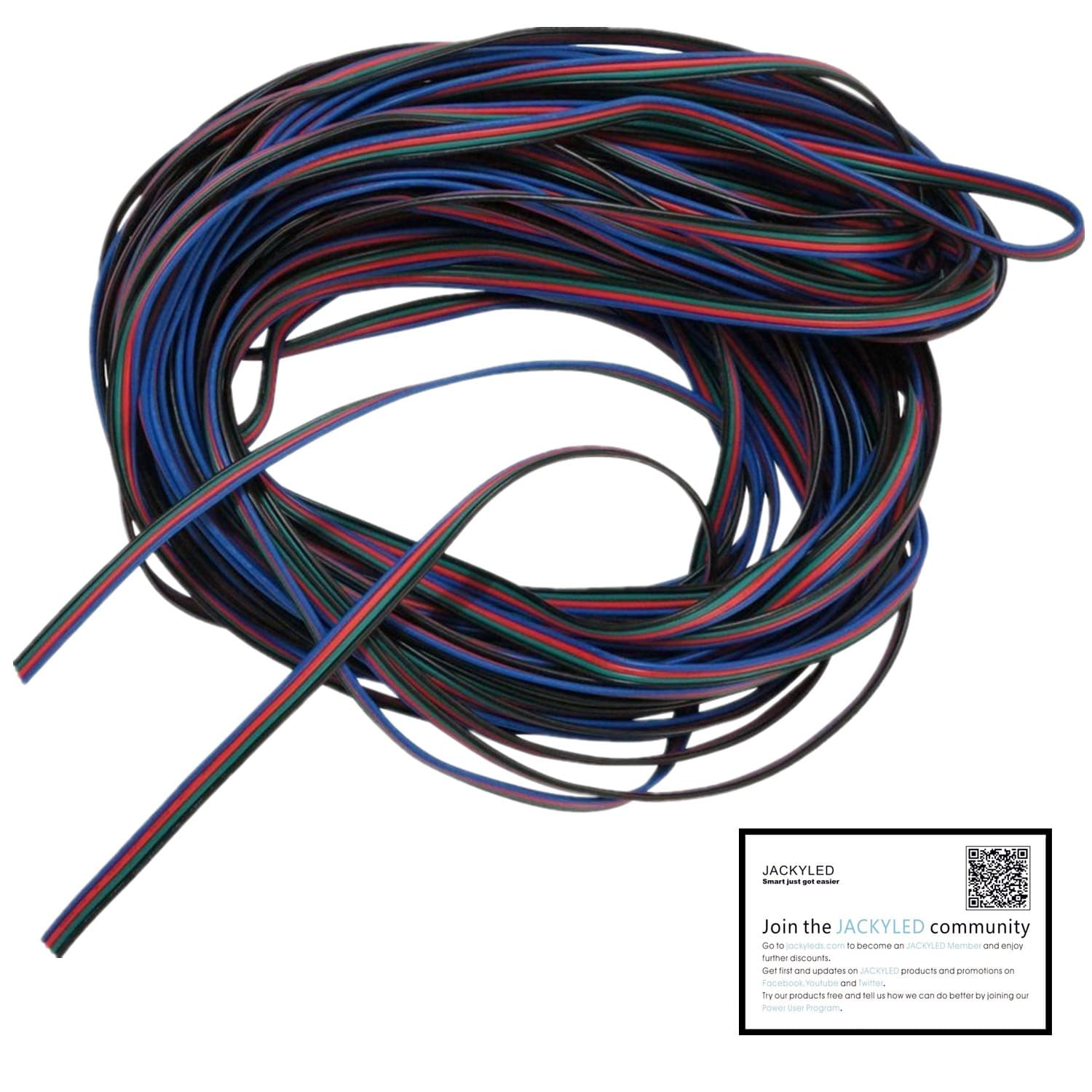 JACKYLED RGB Extension Cable Line 4 Color 30m for LED Strip RGB 5050 3528 Cord 4pin