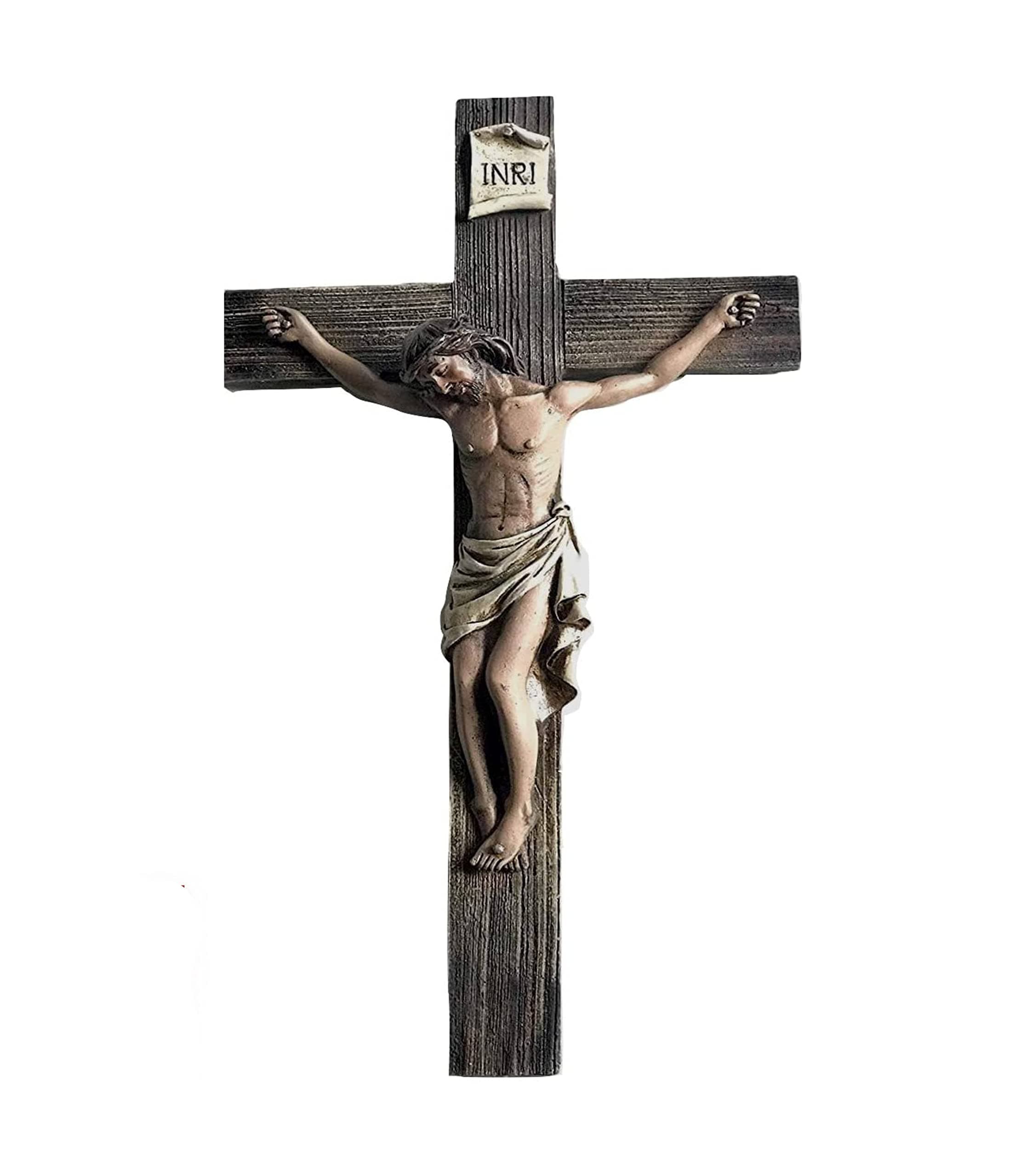 INRI Jesus Christ Our Lord Crucifix Wall Art Resin Decor 14" Home Office Gift Box