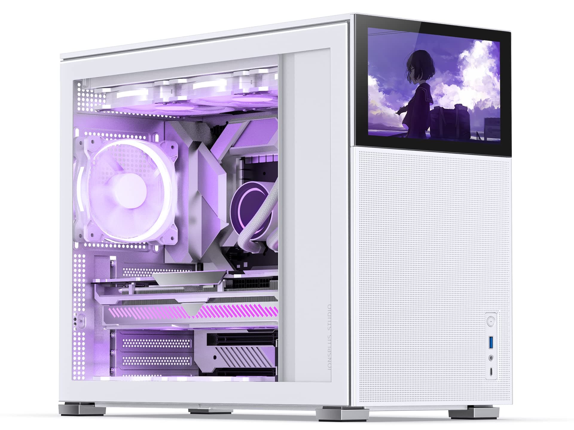 JONSBO D41 MESH SC White ATX Computer Case with Screen,ATX/M-ATX Mainboard/Support RTX 4090(335-400mm) GPU 360/280AIO,Power ATX/SFX: 100mm-220mm Multiple Tool-Free Design,WhiteH SC White