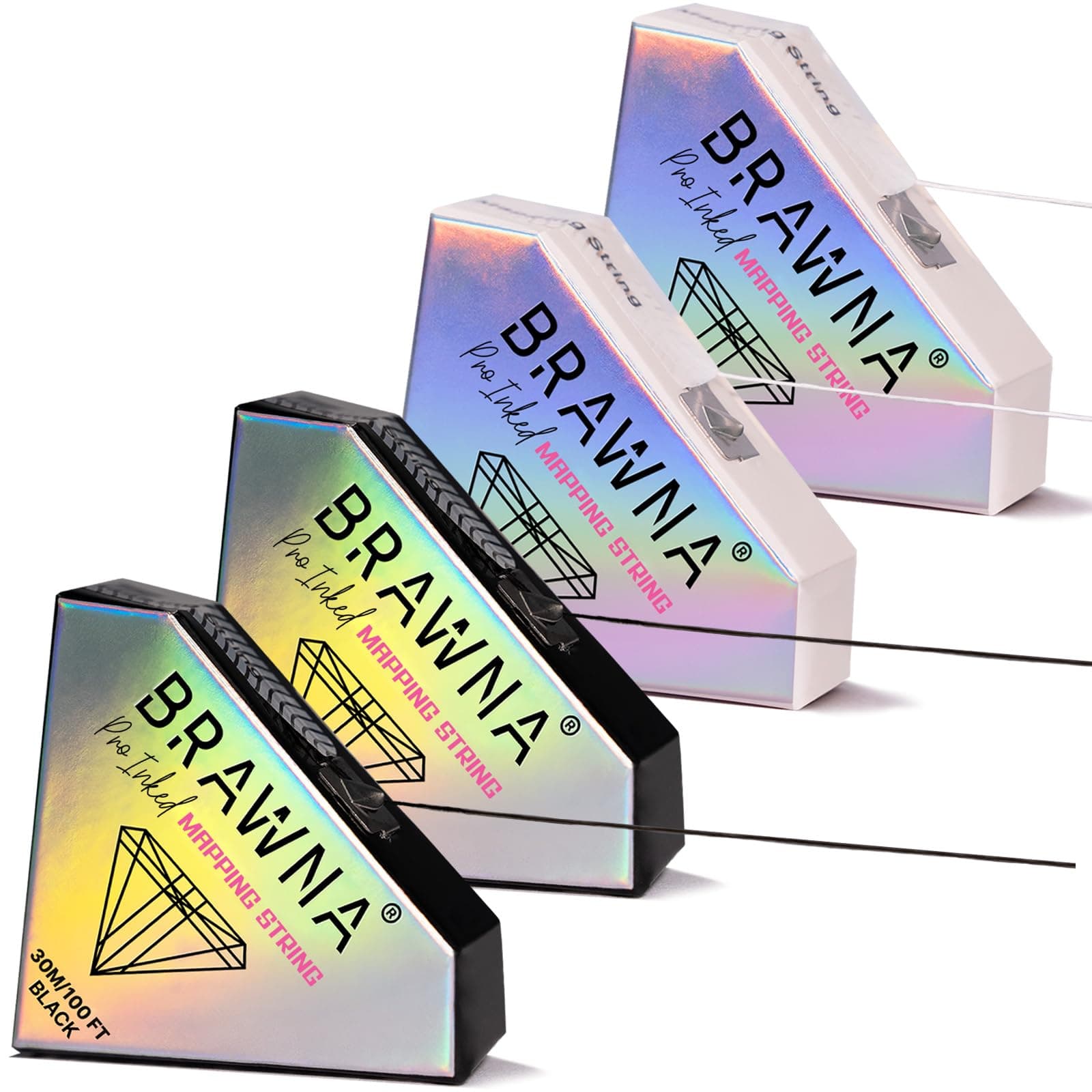 Black and White Eyebrow Pre - Inked Mapping String - Brow Measuring Tool - Microblading Supply - PMU Kit - 4 pack