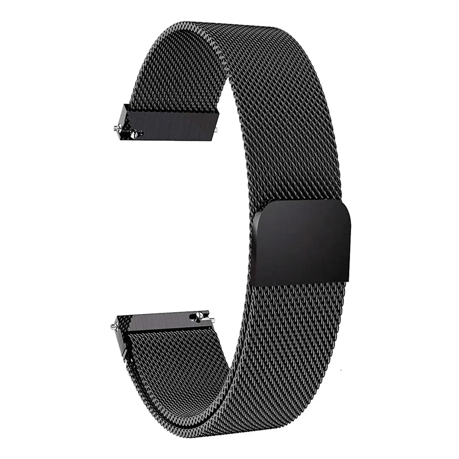 VEROX Stainless Steel 19mm Strap for Smart Watch Strap with Magnetic Buckle Compatible with Boat Storm, Noise Colorfit Pro, and All The 19mm Smart Watch - Black