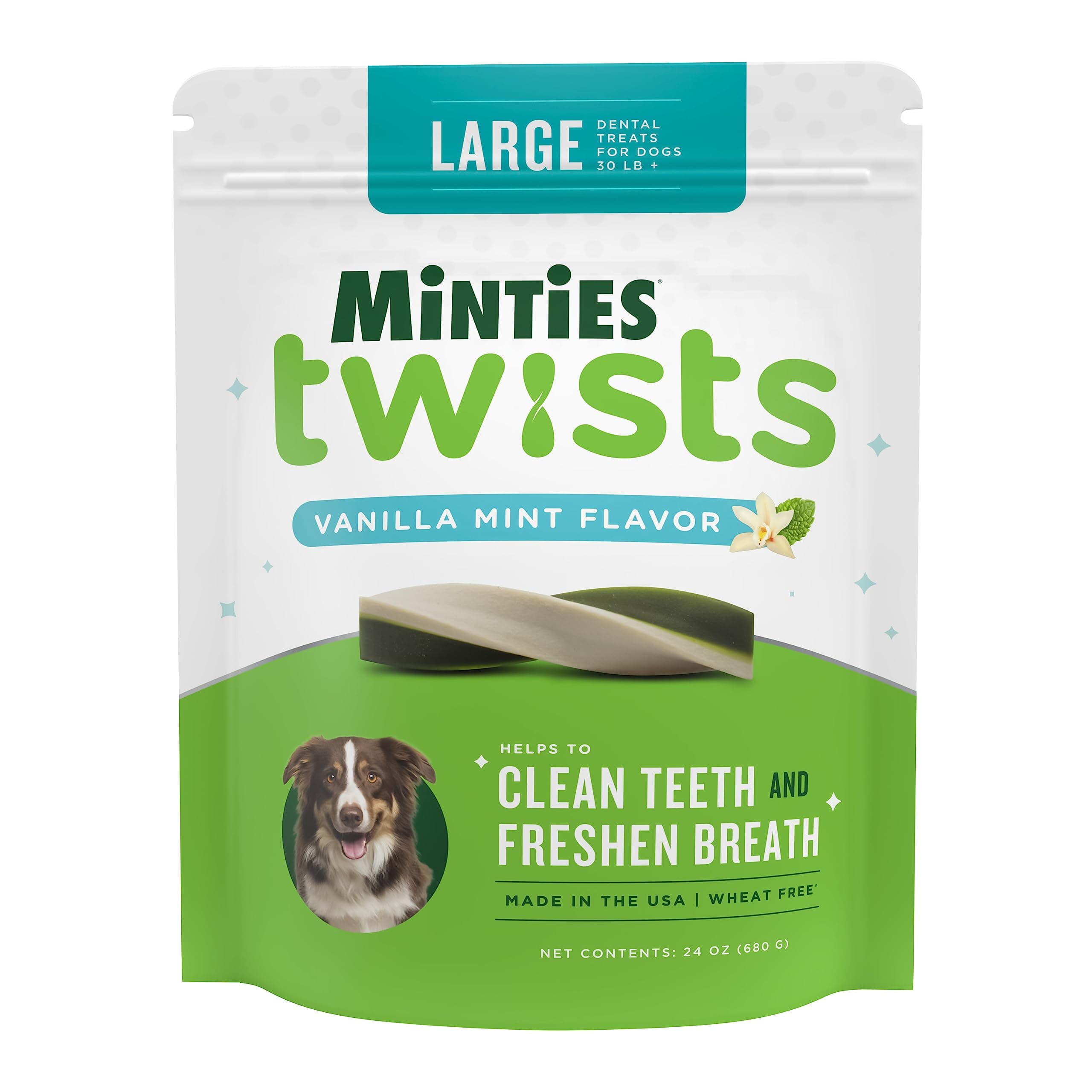 Twists VetIQ Dog Dental Bone Treats, Dental Chews for Medium/Large Dogs (Over 40 Lbs), 40 Count