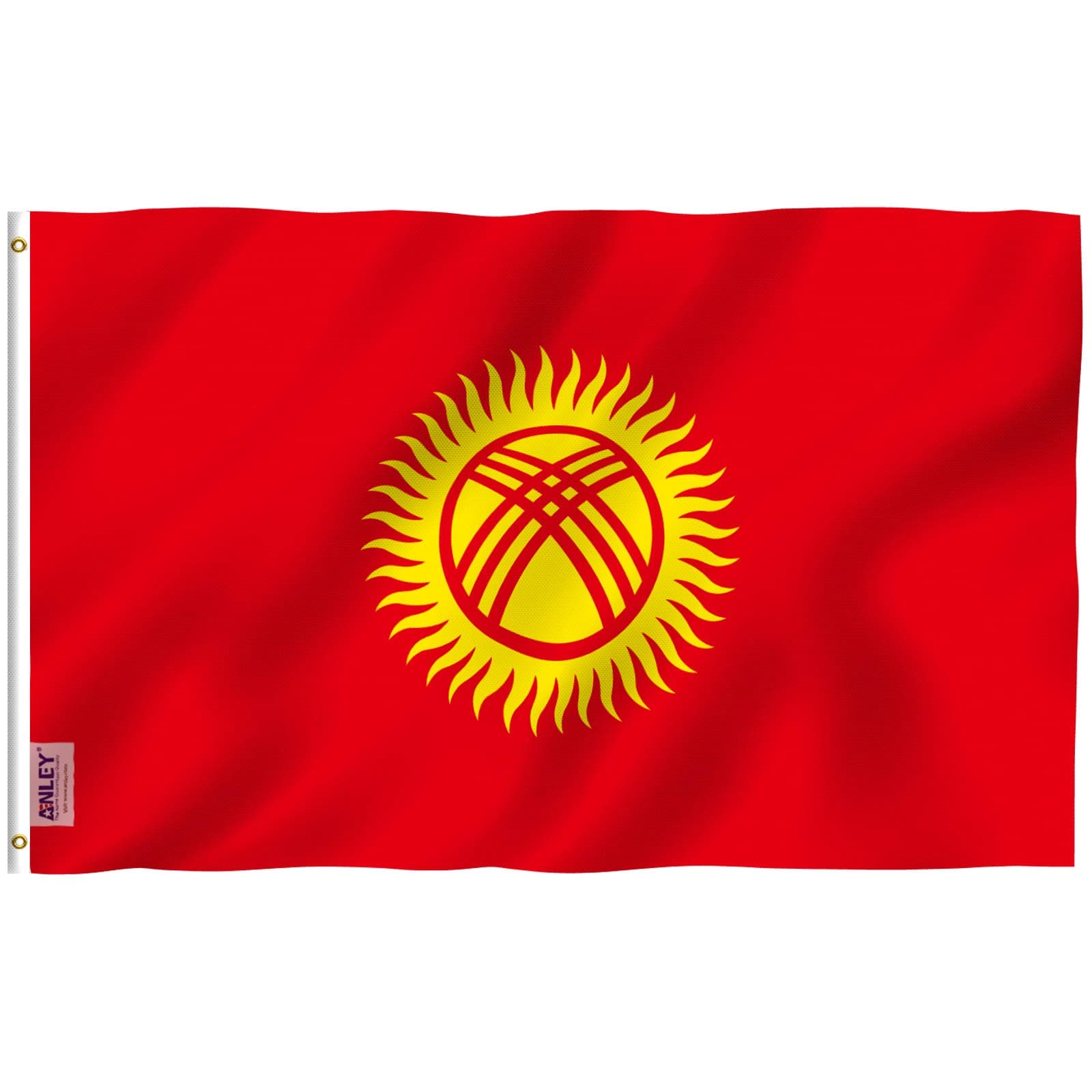 ANLEY Fly Breeze 3x5 Feet Kyrgyzstan Flag - Vivid Color and Fade Proof - Canvas Header and Double Stitched - Kyrgyz Republic Flags Polyester with Brass Grommets 3 X 5 FT