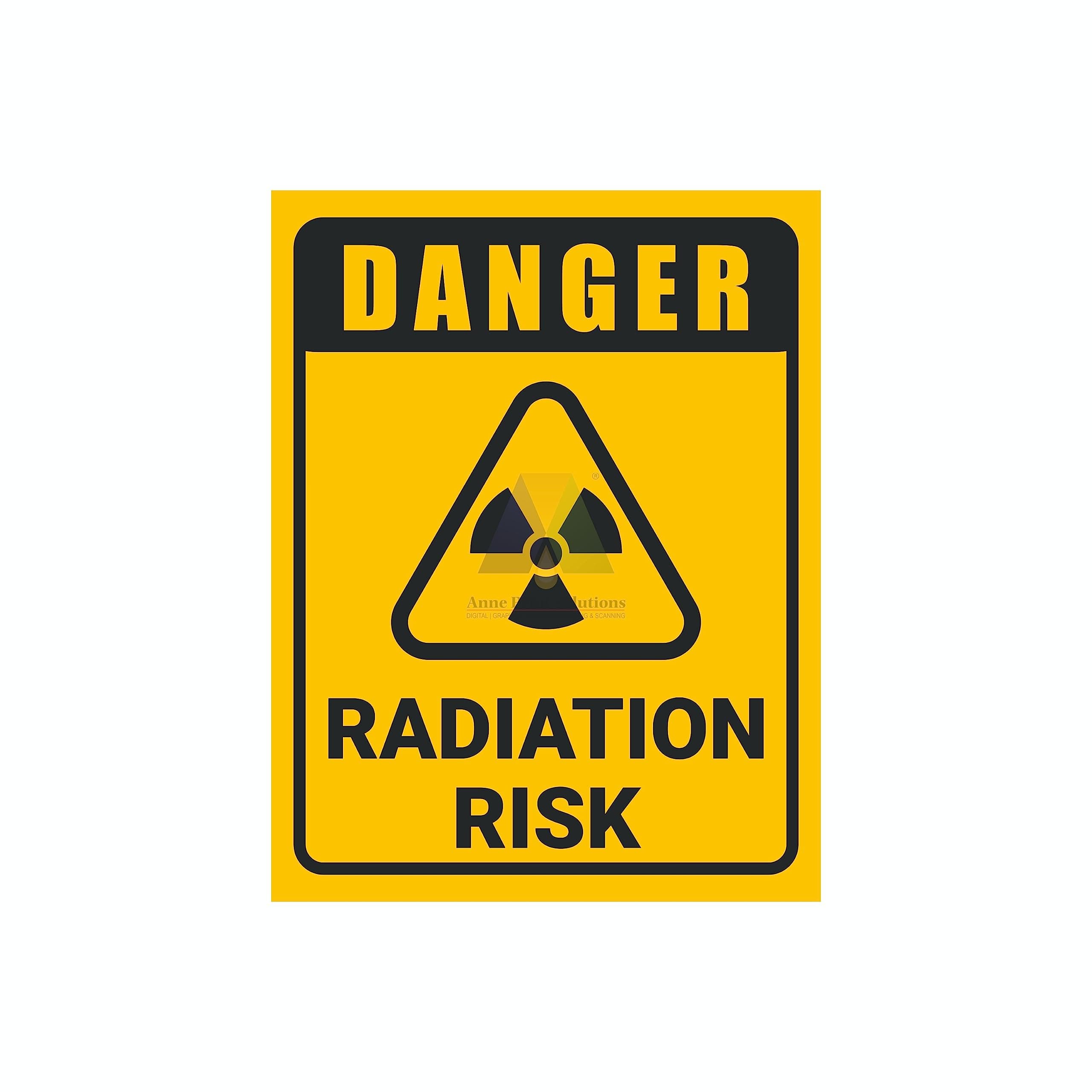 Anne Print Solutions® Caution Stairway Stickers Labels Safety Sign Stickers Self Adhesive Vinyl Warning Safety Security Sign Pack of 4 Pcs Size 6 Inch* X 9 Inch* Multicolor (DANGER RADIATION RISK)