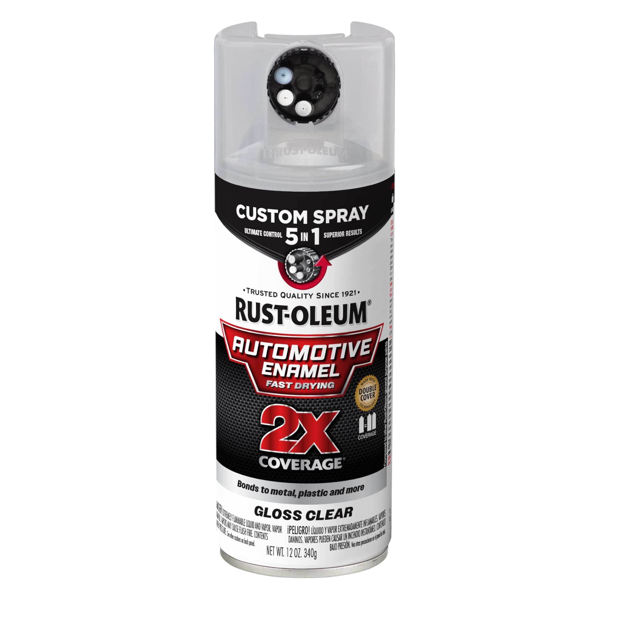 2X Automotive Enamel Custom Spray 5-in-1 Spray Paint, 12 oz, Gloss Clear