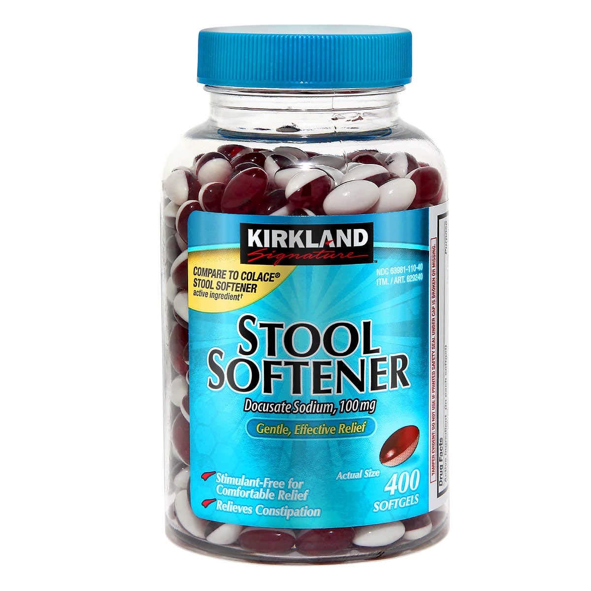 Kirkland Signature Stool Softener Docusate Sodium 100 Mg 400 Softgels