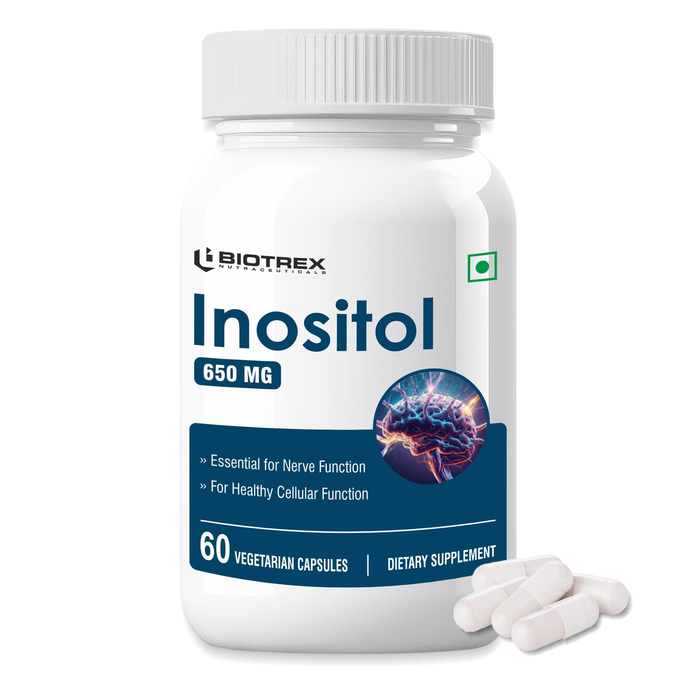 Biotrex Nutraceuticals Inositol 650mg, Essential for nerve function - 60 Capsules