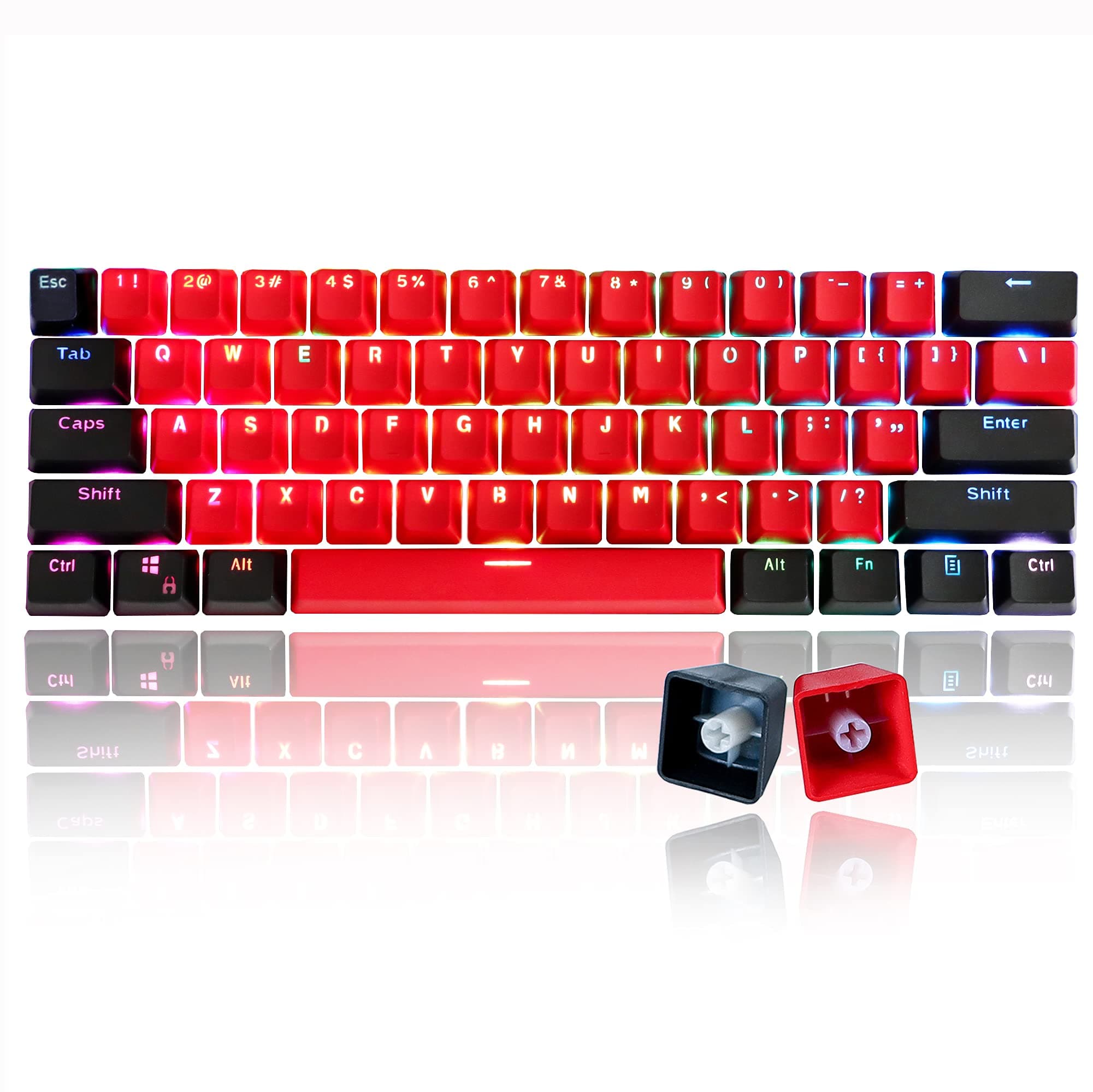 GTSP 61 Red Keycaps 60 Percent Keycap Set PBT OEM Ducky Keycap with Key Puller Fit for Cherry MX switches Mechanical Gaming Keyboard (Milan A