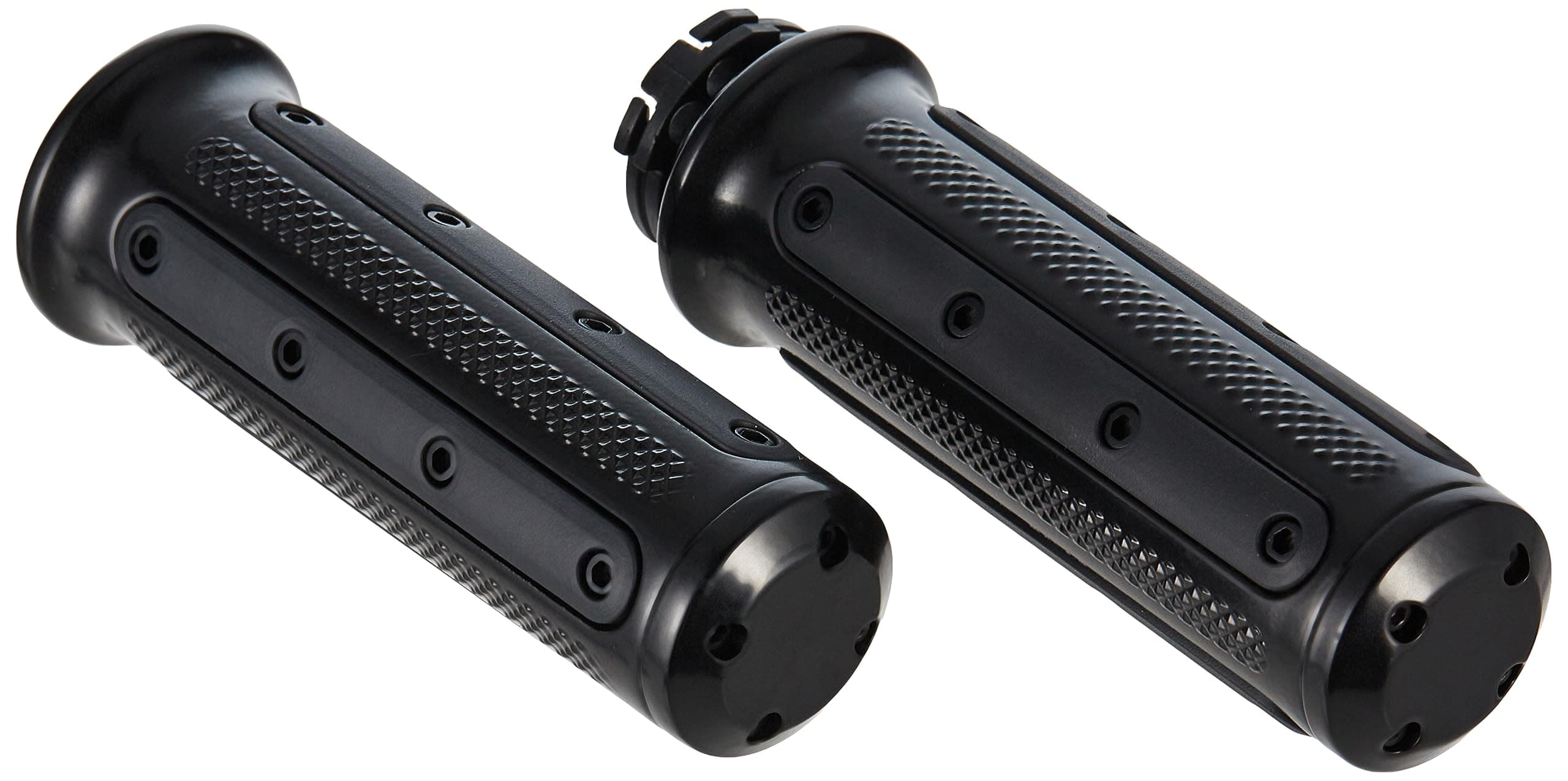 Kuryakyn 6121 Motorcycle Handlebar Accessory: Heavy Industry Grips With End Caps For Dual Cable Throttle Control: 1982-2019 Harley-Davidson Motorcycles, Satin Black, 1 Pair