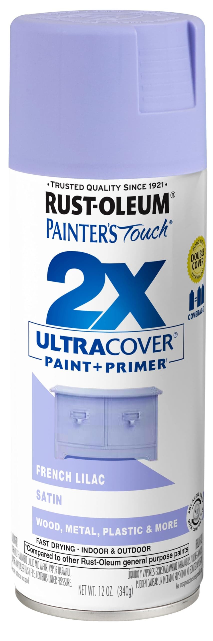 249079 Painter's Touch 2X Ultra Cover Spray Paint, 12 oz, Satin French Lilac