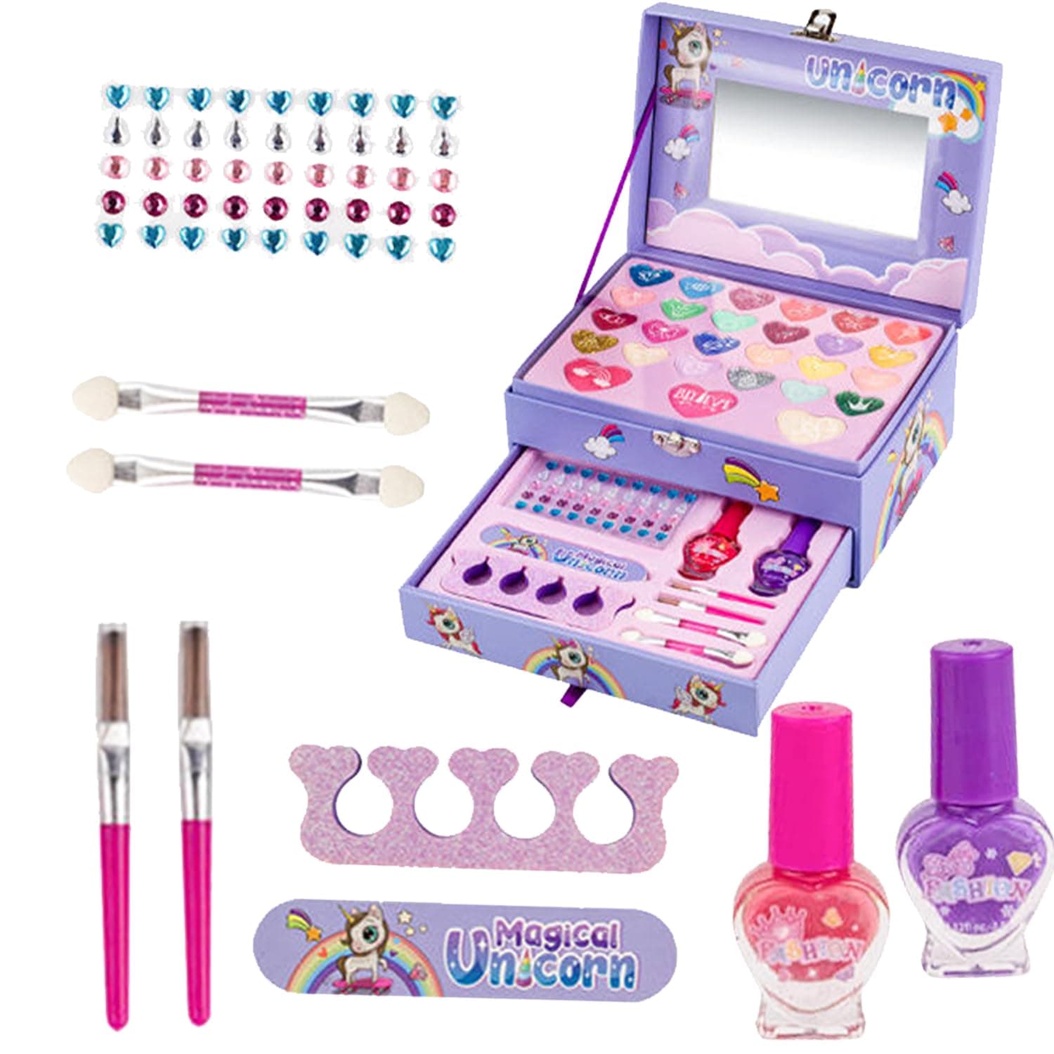 Jorunb Kids Makeup kit for Girl, Washable Makeup Set Toy with Real Cosmetic Case, Safe & Non-Toxic Kids Makeup Set, Pretend Play Makeup Beauty Set Birthday Toys Gift for 3-10 Years Old Kid
