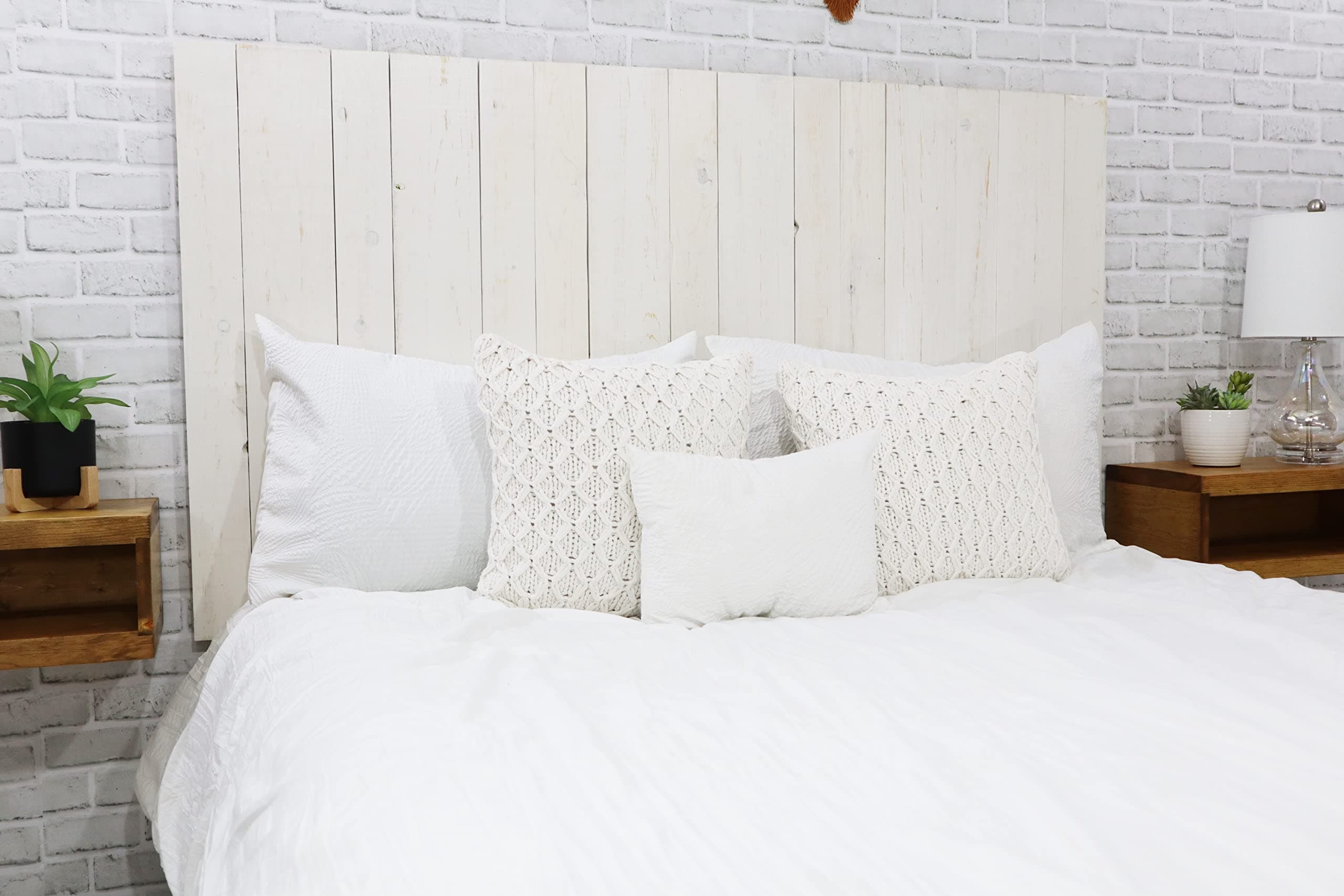 Barn WallsWhitewash Headboard King Size Weathered, Hanger Style, Handcrafted. Mounts on Wall. Easy Installation