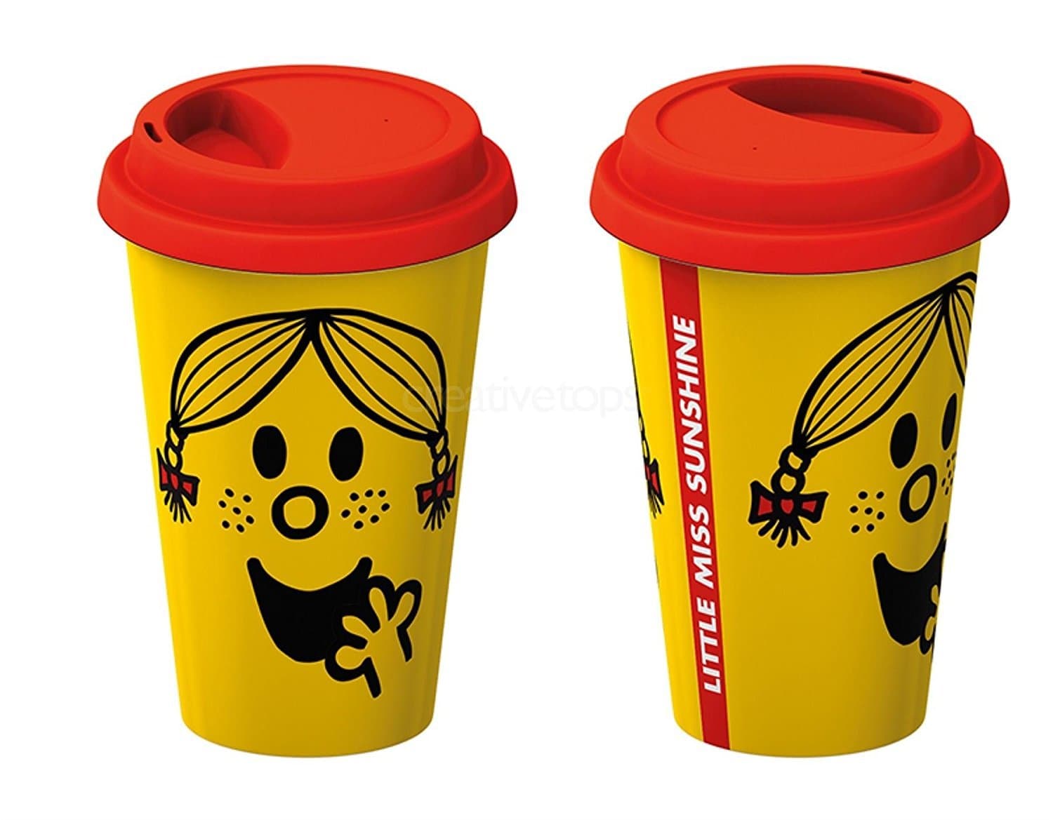 Mr Men Little Miss Sunshine Face Travel Mug, White
