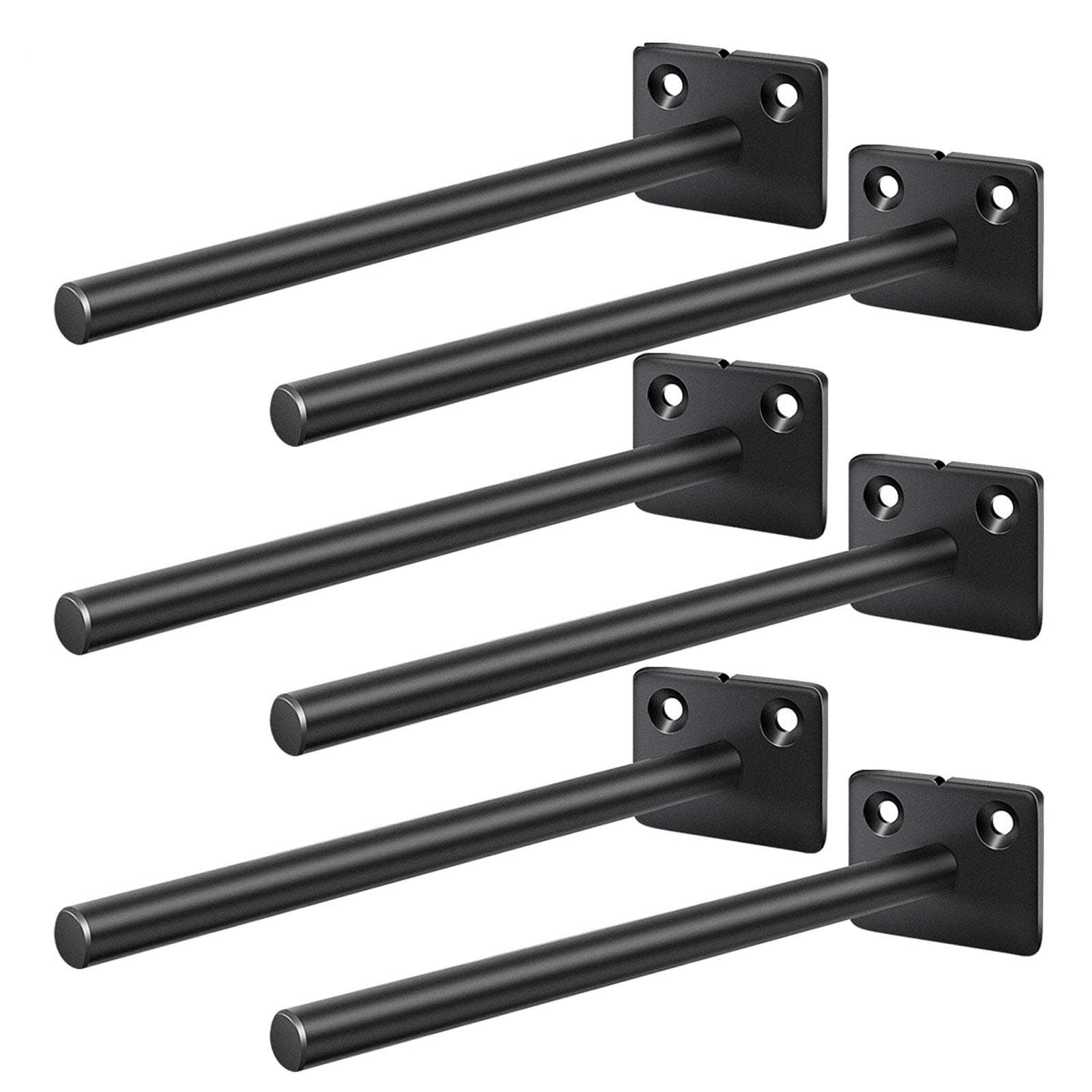 Floating Shelf Bracket 6 Inch Solid Steel Rod Brackets for Shelves, Heavy-Duty Blind Shelf Supports, Hidden Brackets Support for DIY Wall Floating Shelves - Set of 6 (Hardware Included)