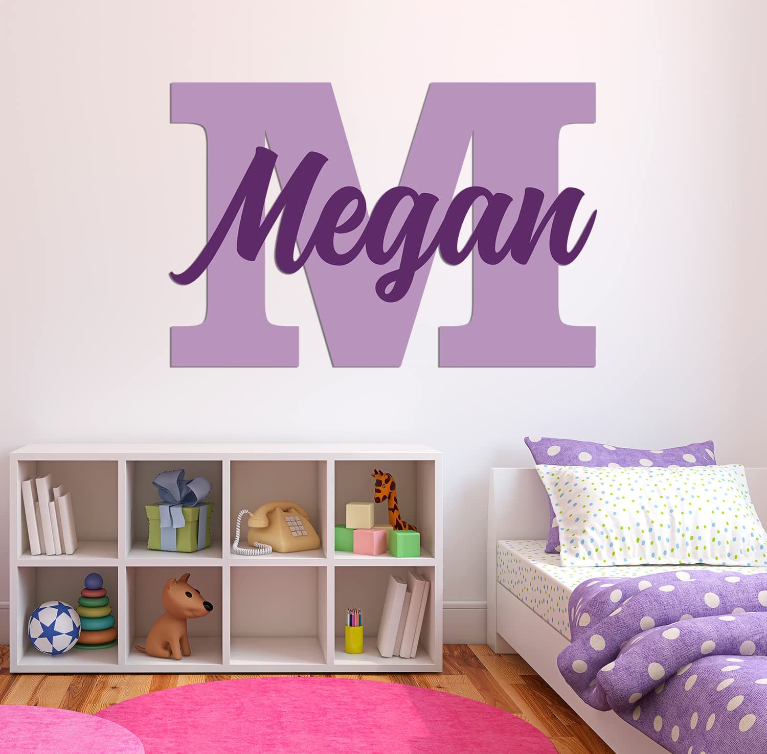 CRYPTONITE Multiple Font Personalized Name & Initial Vinyl Wall Decals I Nursery Wall Decal for Baby Boy & Girl Decoration I Stickers for Kids I Multi-Size with Glitter Optional