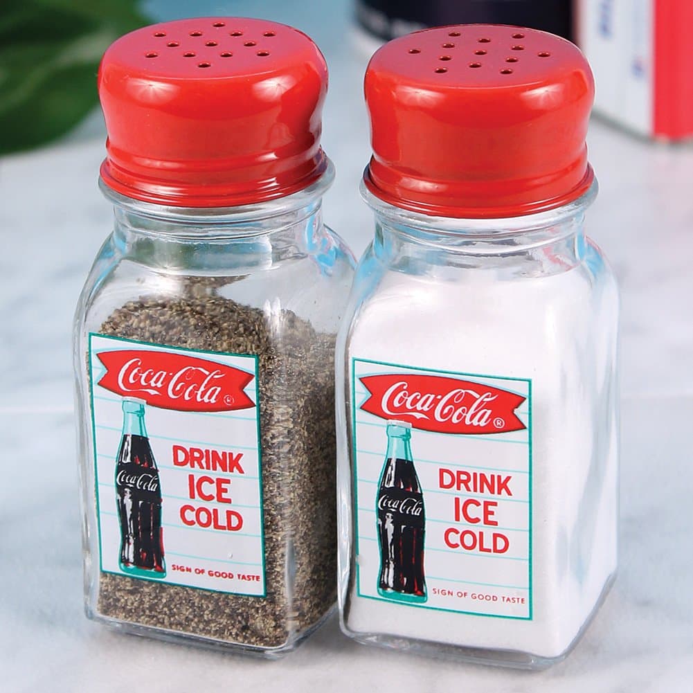 Sunbelt Gifts Coca-Cola Fishtail Glass Salt & Pepper Shaker, One Size, Multi