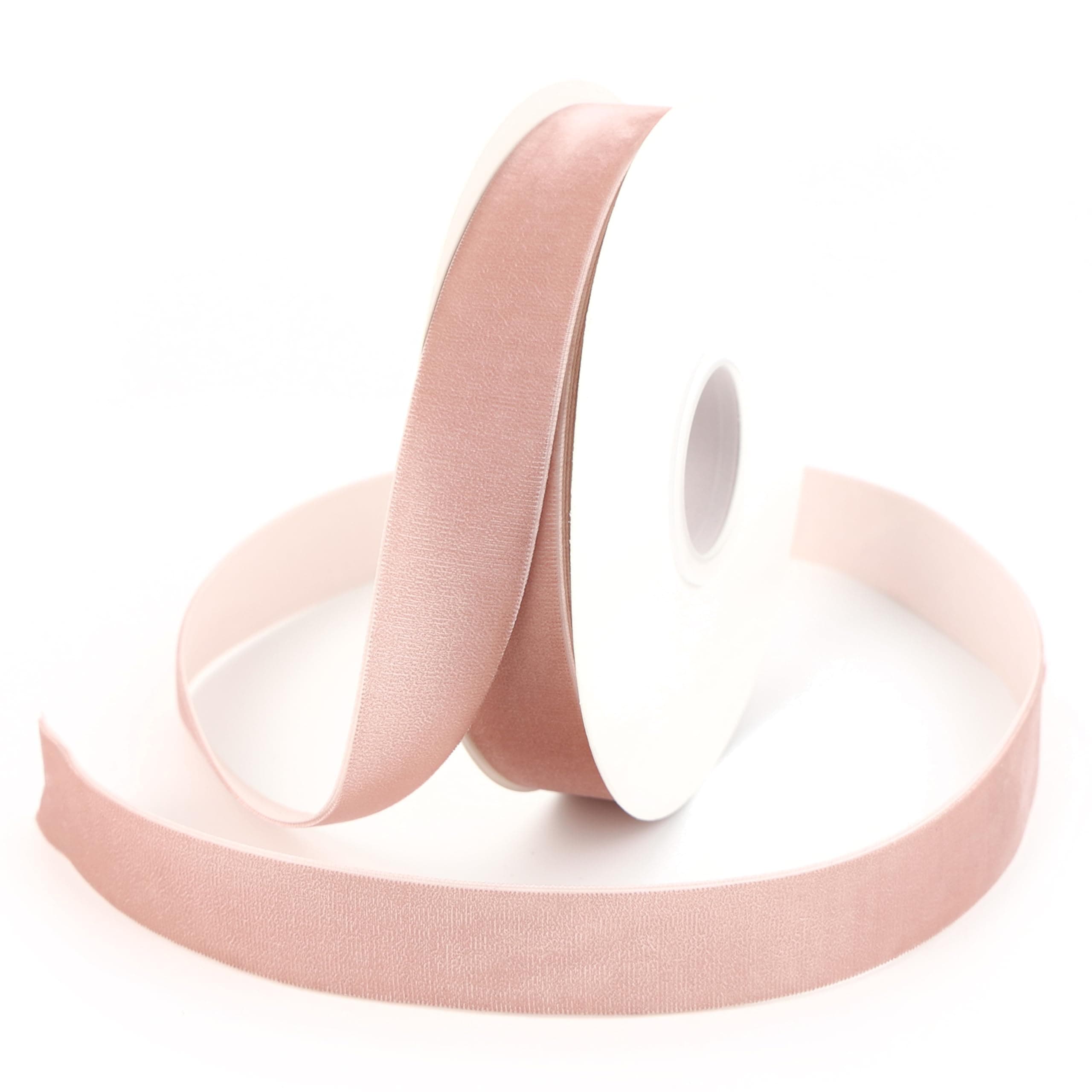 DINDOSAL Dusty Pink Velvet Ribbon 1 Inch Single Face Blush Pink Velvet Christmas Ribbon for Tree Decorations, Wedding, Gift Wrapping, Hair Bows, Crafts - 10 Yards