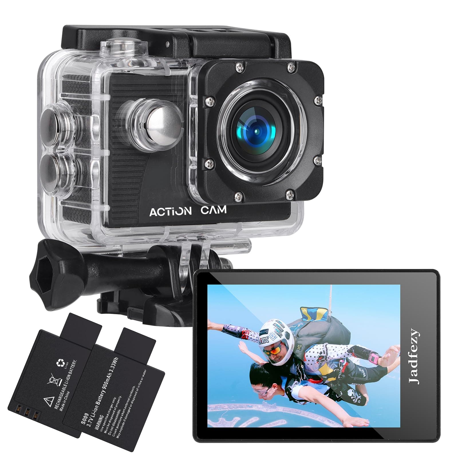 - Action Camera FHD 1080P 12MP, 98FT/30M Underwater Waterproof Camera with 2 Batteries, Wide Angle Sports Camera with Accessories Kit Suitable for Helmet, Bicycle, etc.