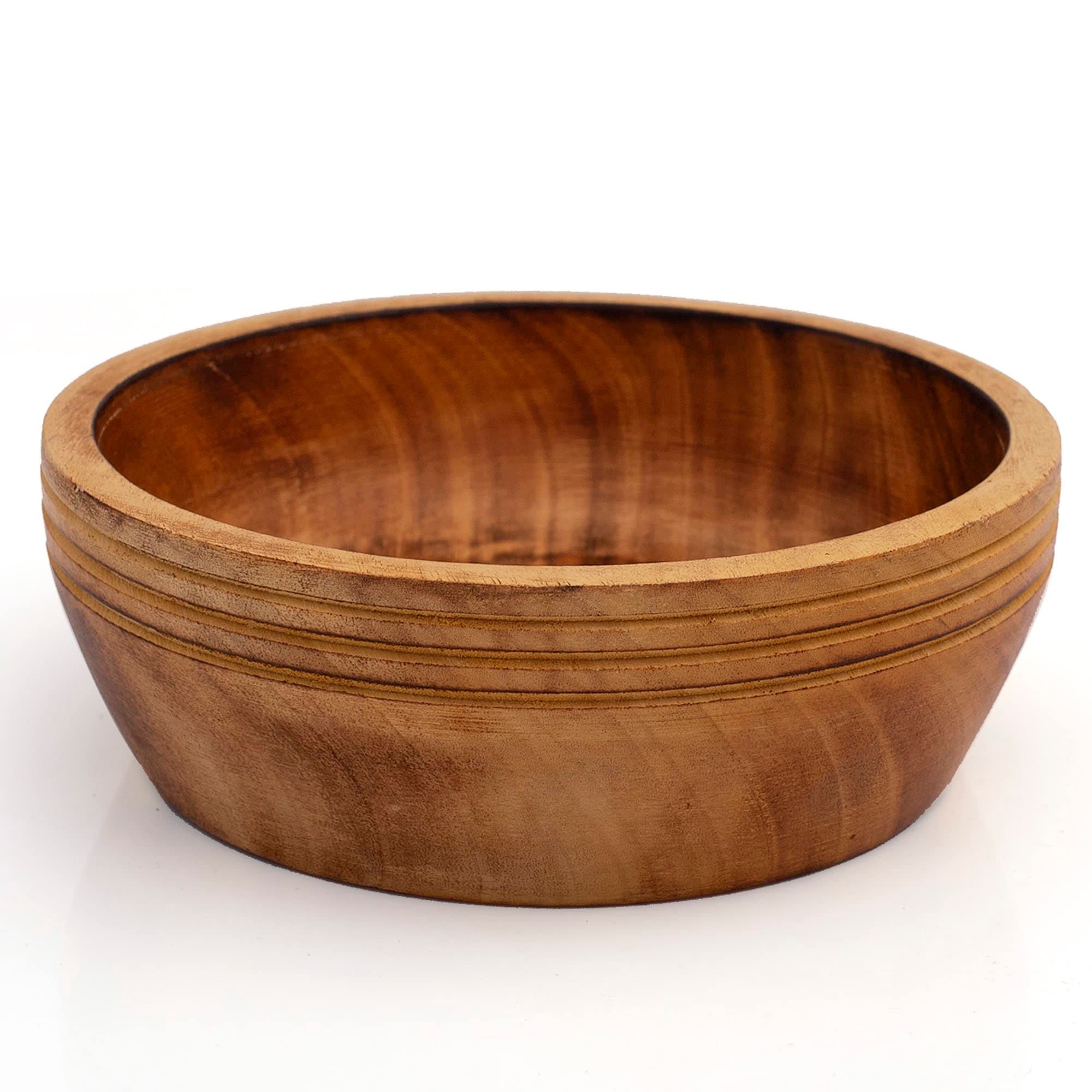 The Great Indian Bazaar Handmade 6 x 2 Decorative Wood Snack Serving Bowl For Dry Fruits Chips Coffee Table Countertop Display Key Bowl Tableware Kitchen Living Room Home Decor Accents Dinnerware