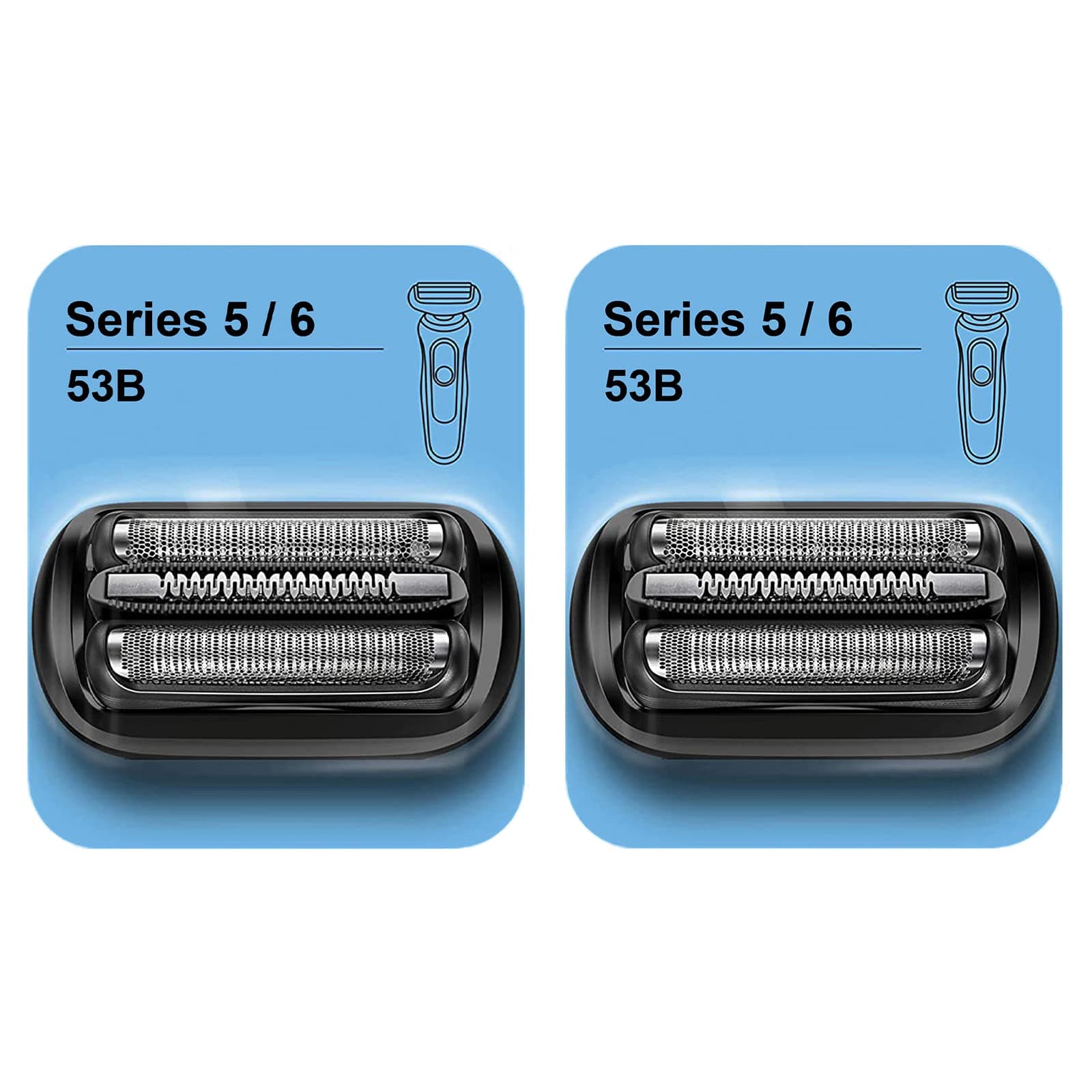Series 5/6 53B Replacement Head for Braun Electric Foil Shaver, Compatible with New Generation Braun Razors 5020cs 5018s 5035s 5049cs 5050cs 6020s 6040cs 6075cc 6072cc 6090cc (2 Count)
