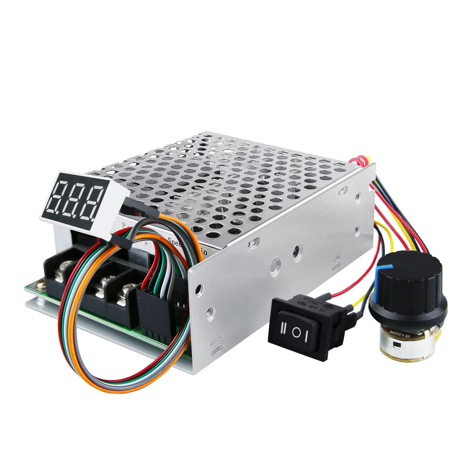 PWM DC Motor Speed Controller, DC10-55V/40A Max 60A Stepless DC Motor Speed Controller with Forward-Brake-Reverse Switch Adjustable Potentiometer and LED Display,Continuous Current 40A
