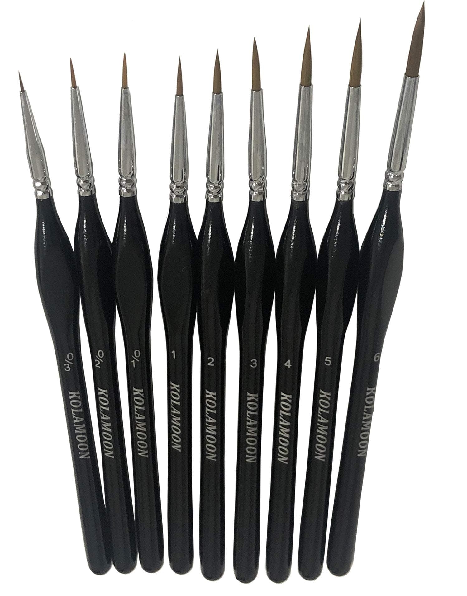 KOLAMOON 9 Pieces Fine Detail Paint Brushes Set Miniature Paint Brushes for Watercolor, Acrylic Painting, Oil painting, Model Painting (black)