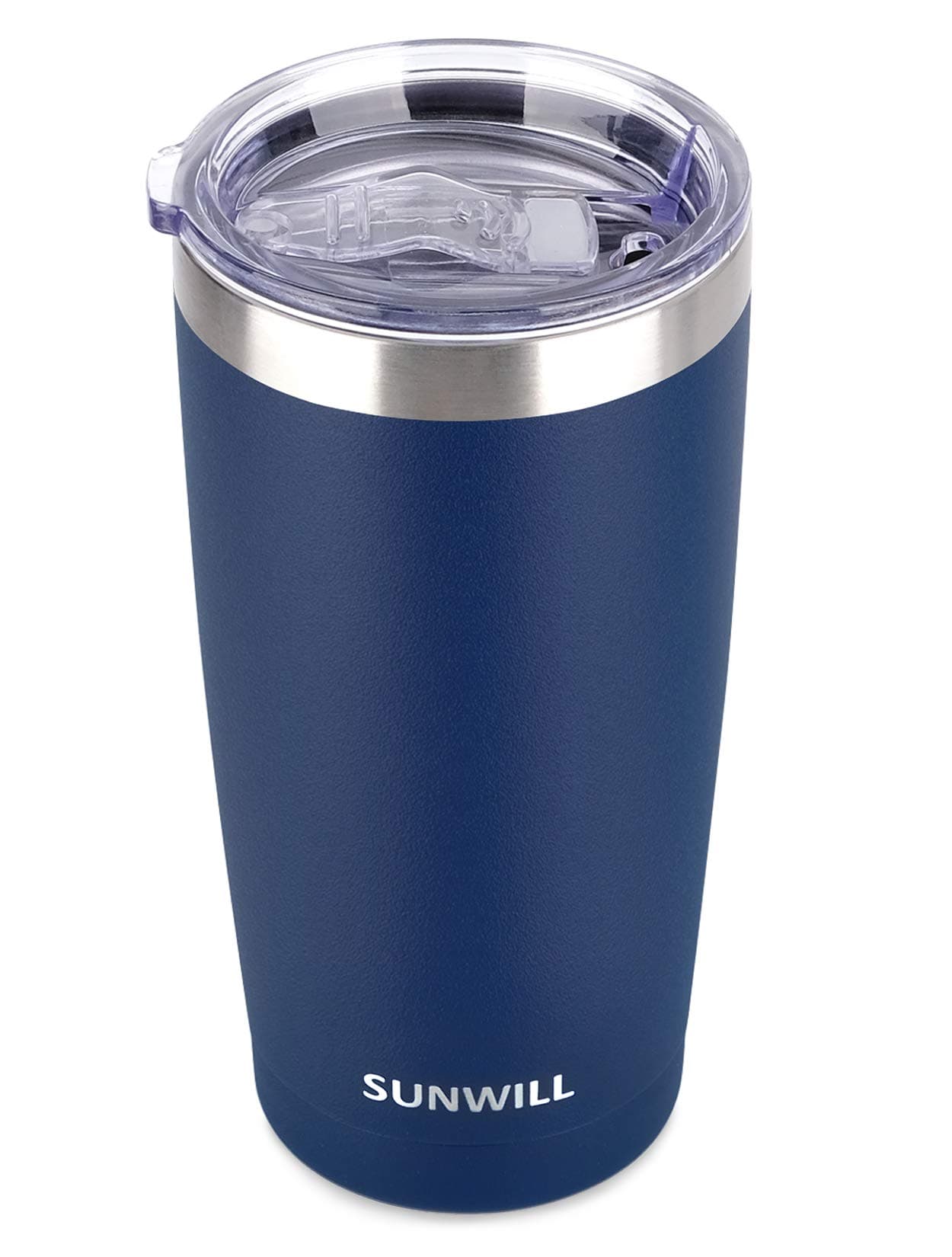 SUNWILL Travel Coffee Tumbler 20 oz, Insulated Mug with Lid, Stainless Steel Cup for Outdoor, Powder Coated Navy