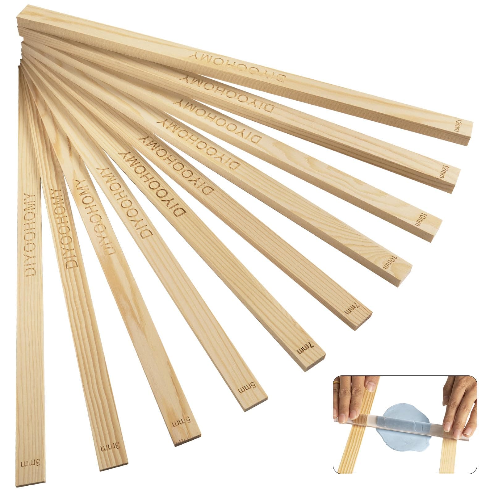 - DIYOOHOMY 10 Pcs 17 Inch Rolling Pin Guides for Dough Thickness Polymer Clay Tools, Wooden Slab Roller for Clay, Clay Rolling Pin Depth Guide Pottery Ceramics Supplies