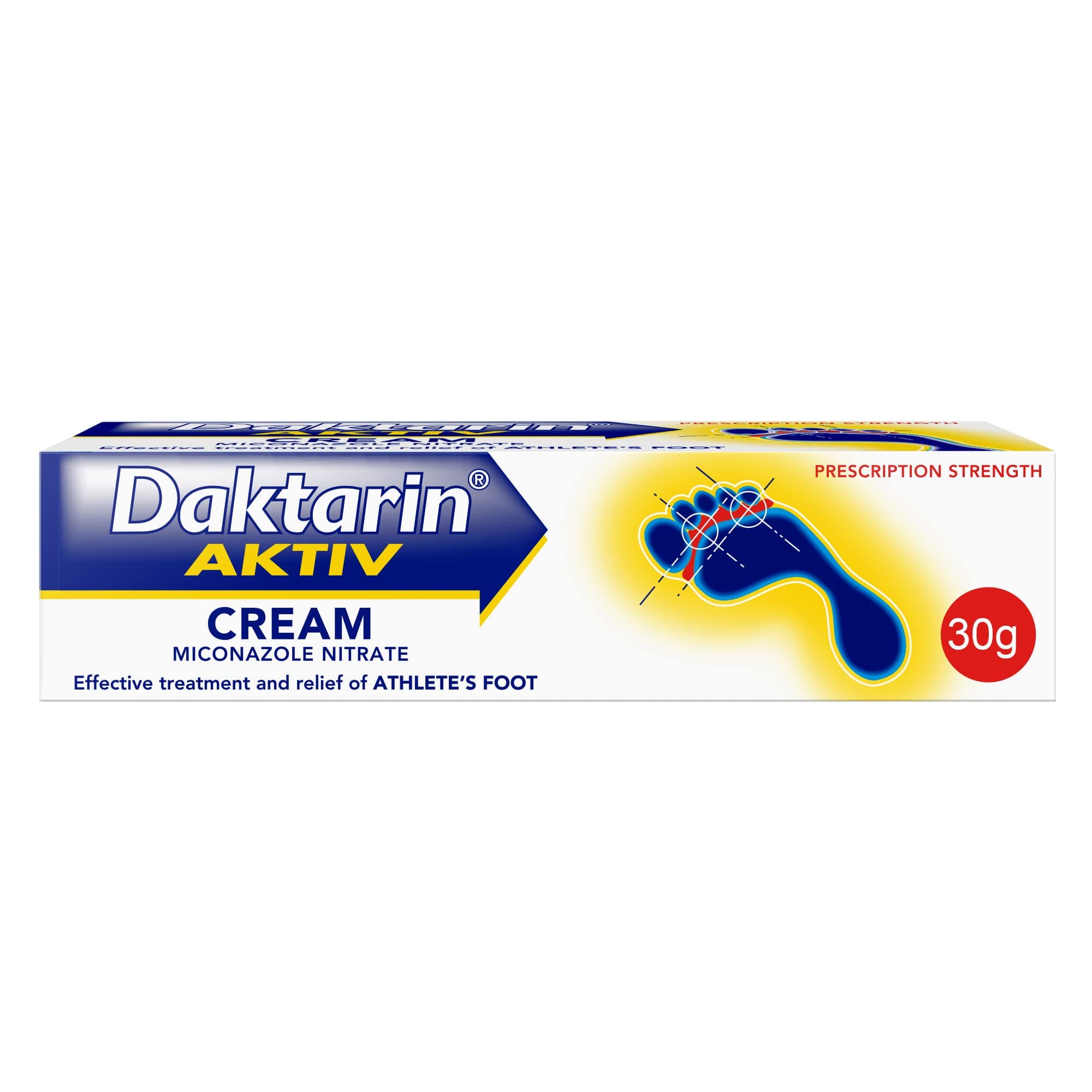 Daktarin Aktiv Cream (1x 30g), Help Treat your Athelete's Foot with Fungus Foot Treatment, Suitable for Cracked and Itchy Skin