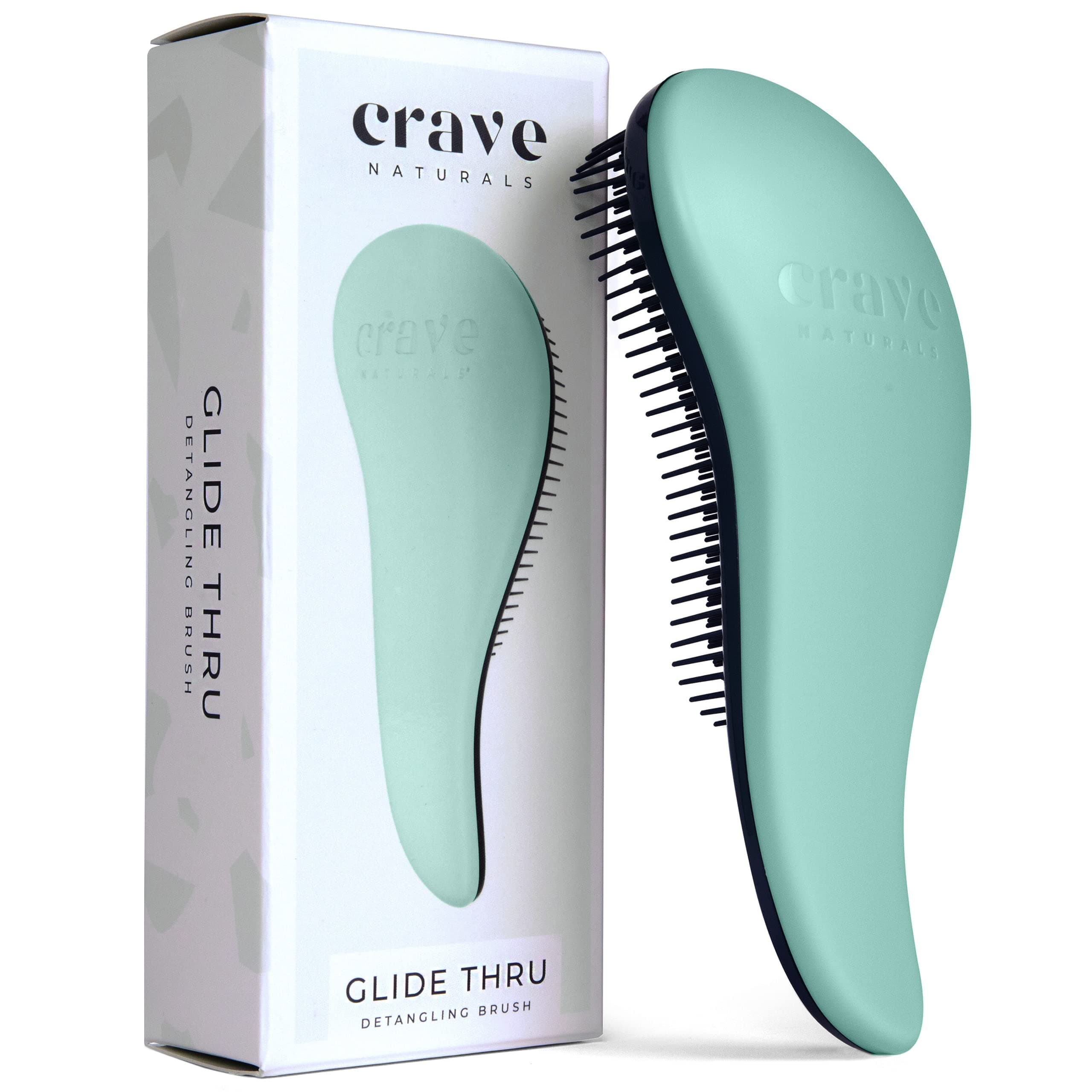 Glide Thru Detangling Hairbrush that Glides Through Tangles For Wet, Dry and Damaged Hair - Gentle Detangler Styling Tool for Adults, Kids, Men and Women - 7.5 x 3 in, Turquoise