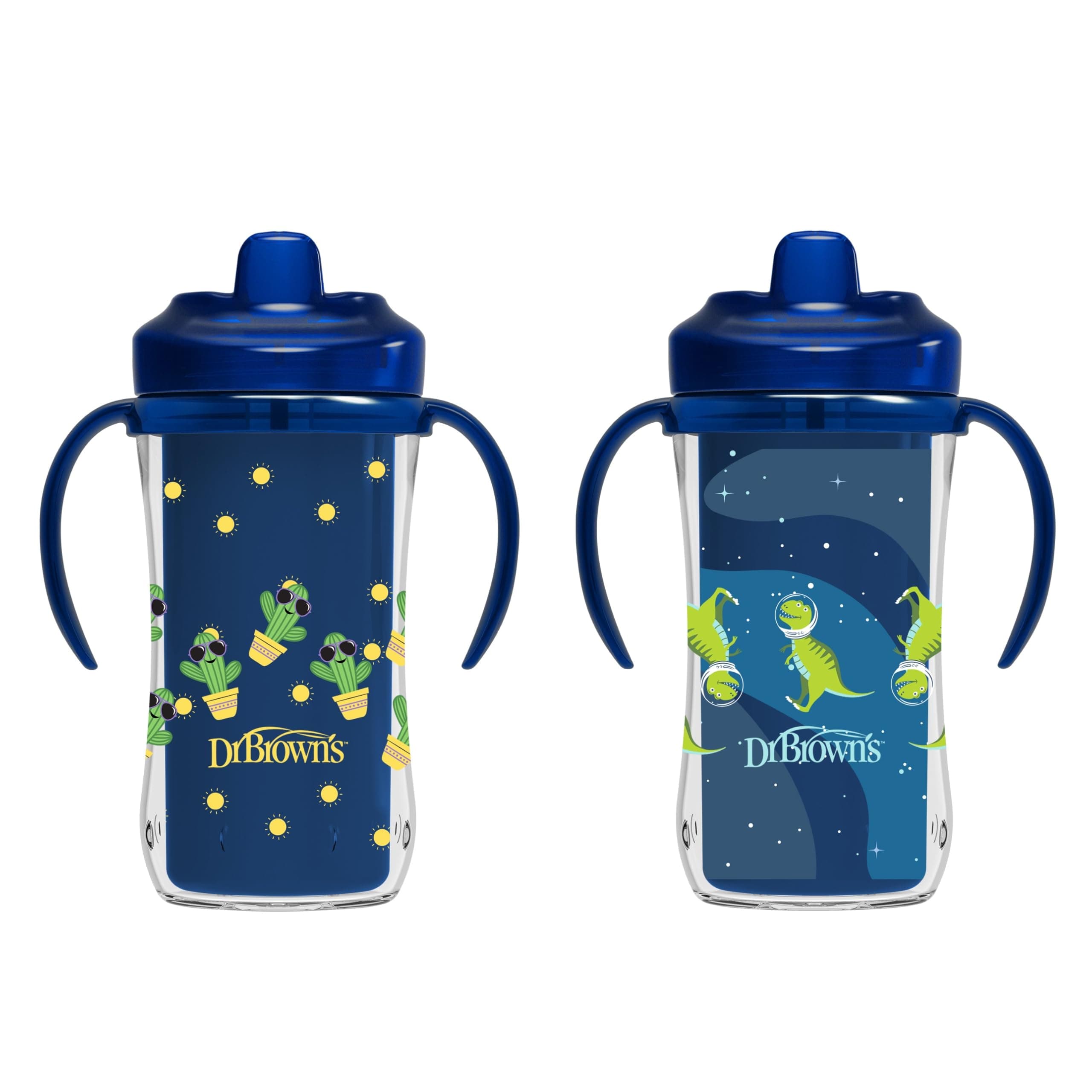 Dr. Brown's Milestones Hard Spout Insulated Sippy Cup with Handles, Blue, 10 oz, 2 Pack, 12m+