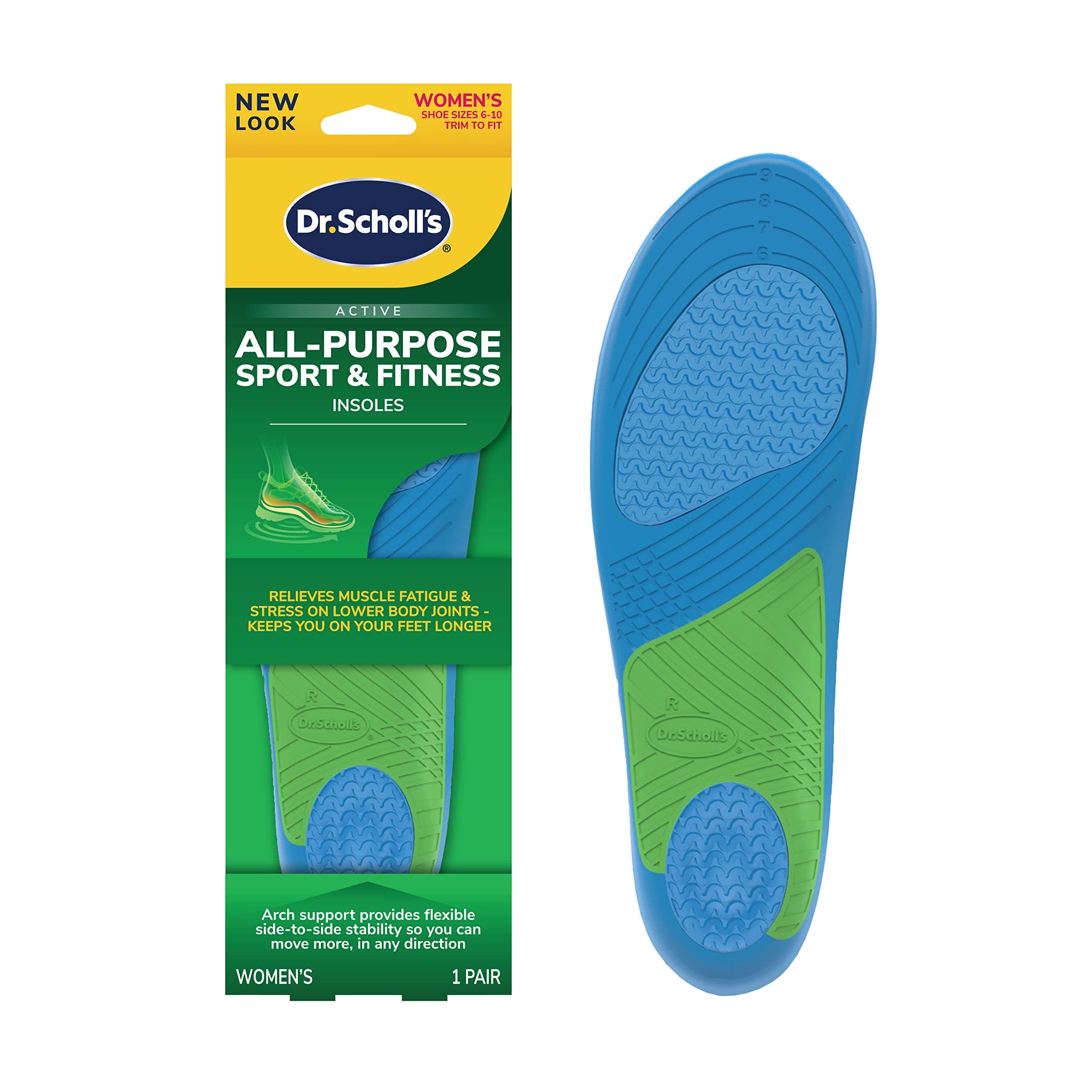 Dr. Scholl’s Sport Insoles - Superior Shock Absorption and Arch Support to Reduce Muscle Fatigue and Stress on Lower Body Joints for Women Size 6-10