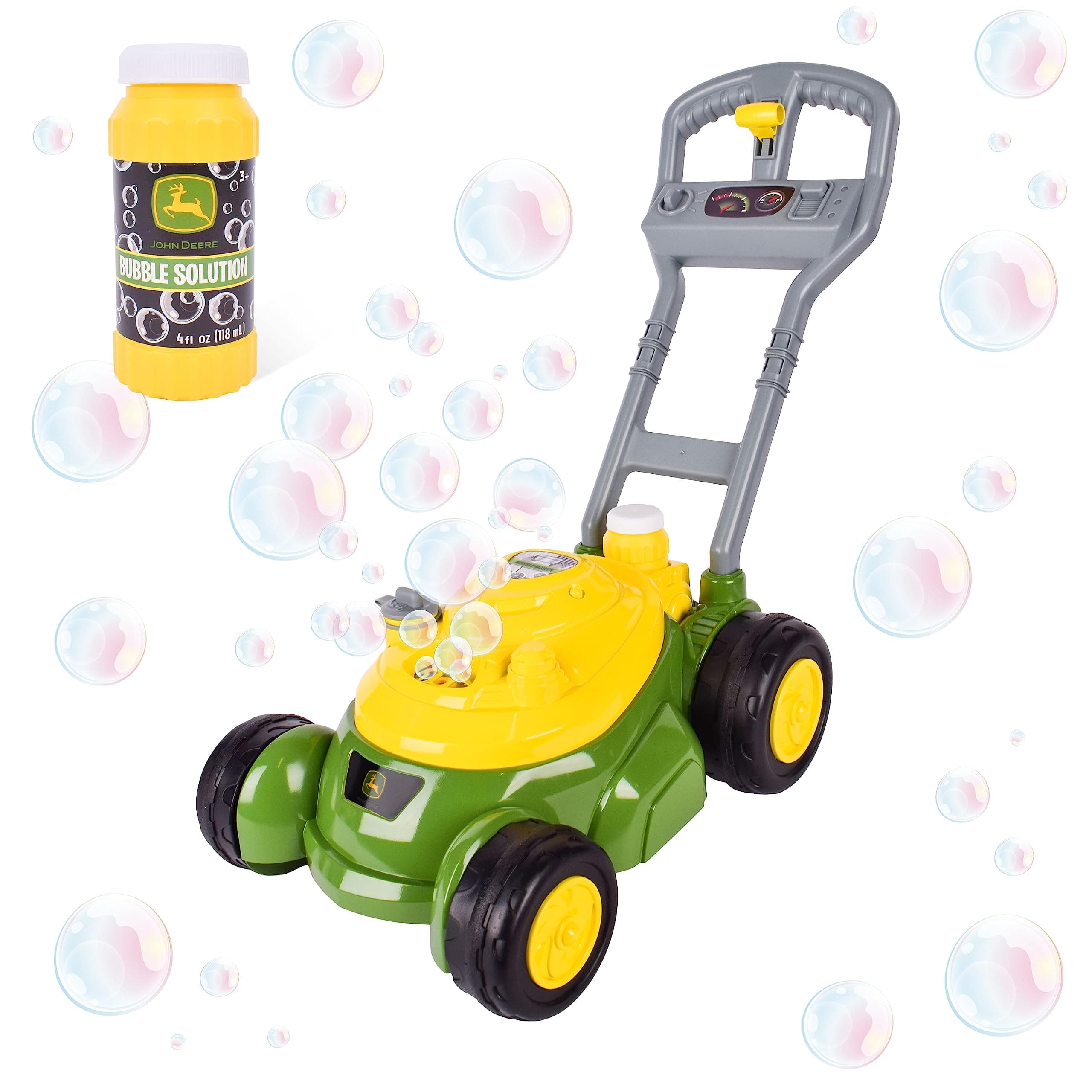 John Deere Bubble Lawn Mower for Toddlers, Bubble Blowing Machines, Indoor and Outdoor Gardening Toy, Birthday, Party Favour for Nursery Girls and Boys, No Batteries Required, 2+