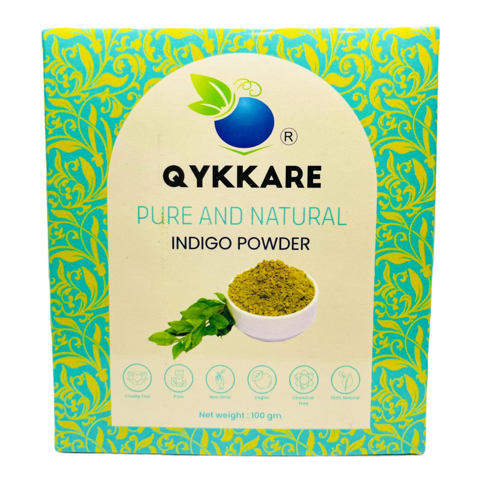 QYKKARE Premium Indigo Leaf Powder for Black Hair (Natural Hair Color chemical free) (100Grams)