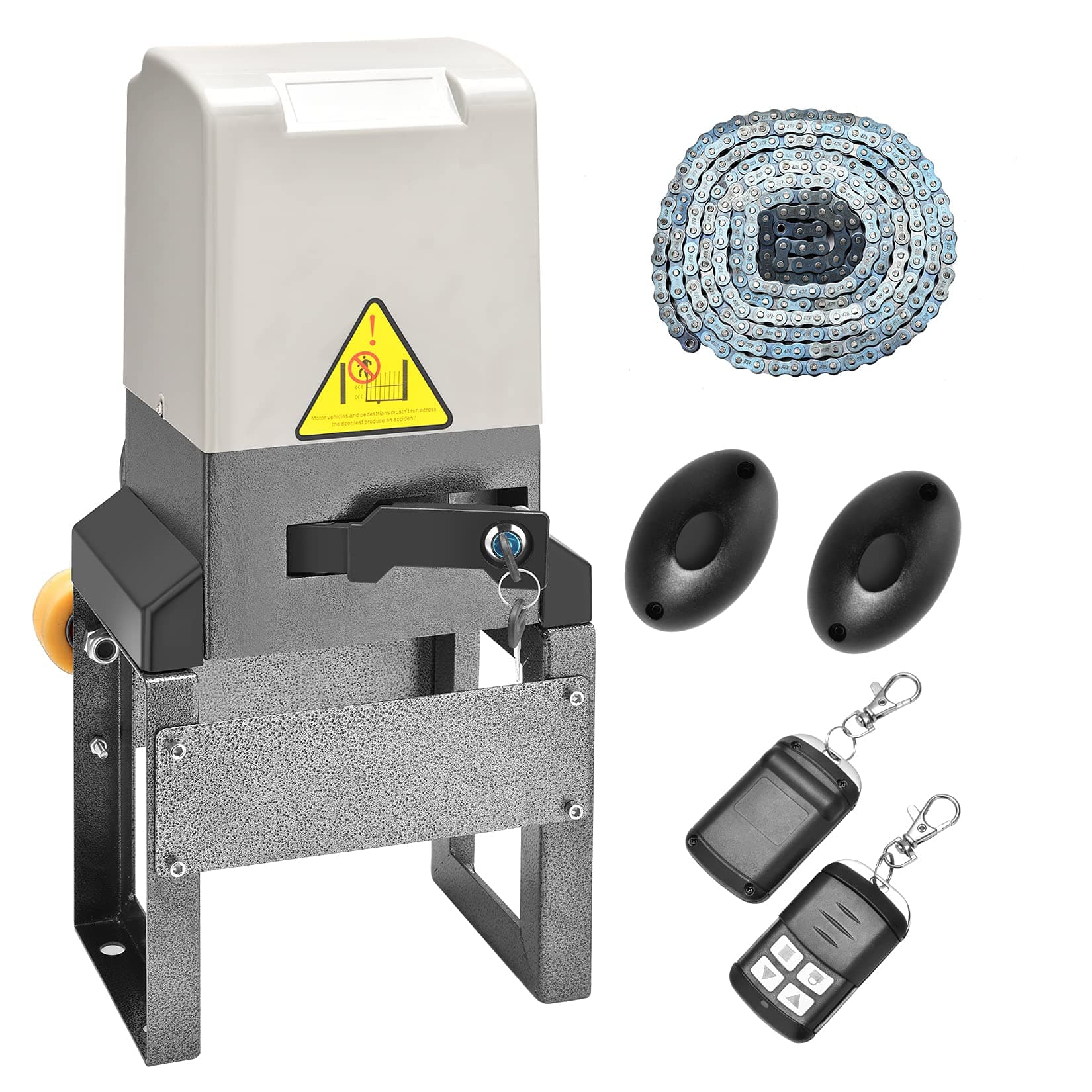 JIELI JY2 Automatic Sliding Gate Opener with 2 Remote Controls for Heavy Duty Slide Gates Up to 1800 Pounds and 40 Feet,Electric Rolling Driveway Slide Gate Motor,Complete Gate Operator