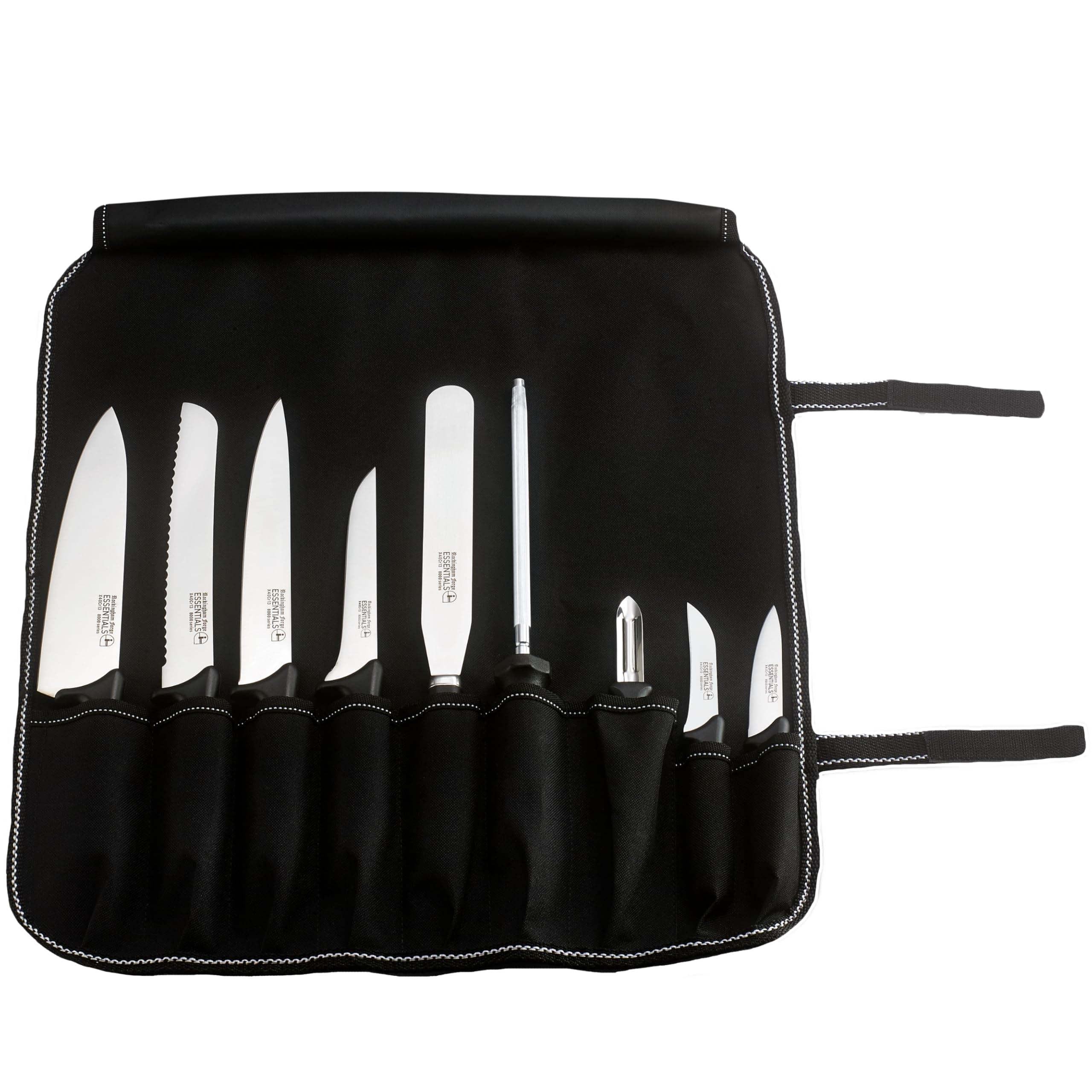 Essentials Professional Chef’s Knife Set – Contains 9 Kitchen Knives and 1 Knife Case,Black,CS-8007/10