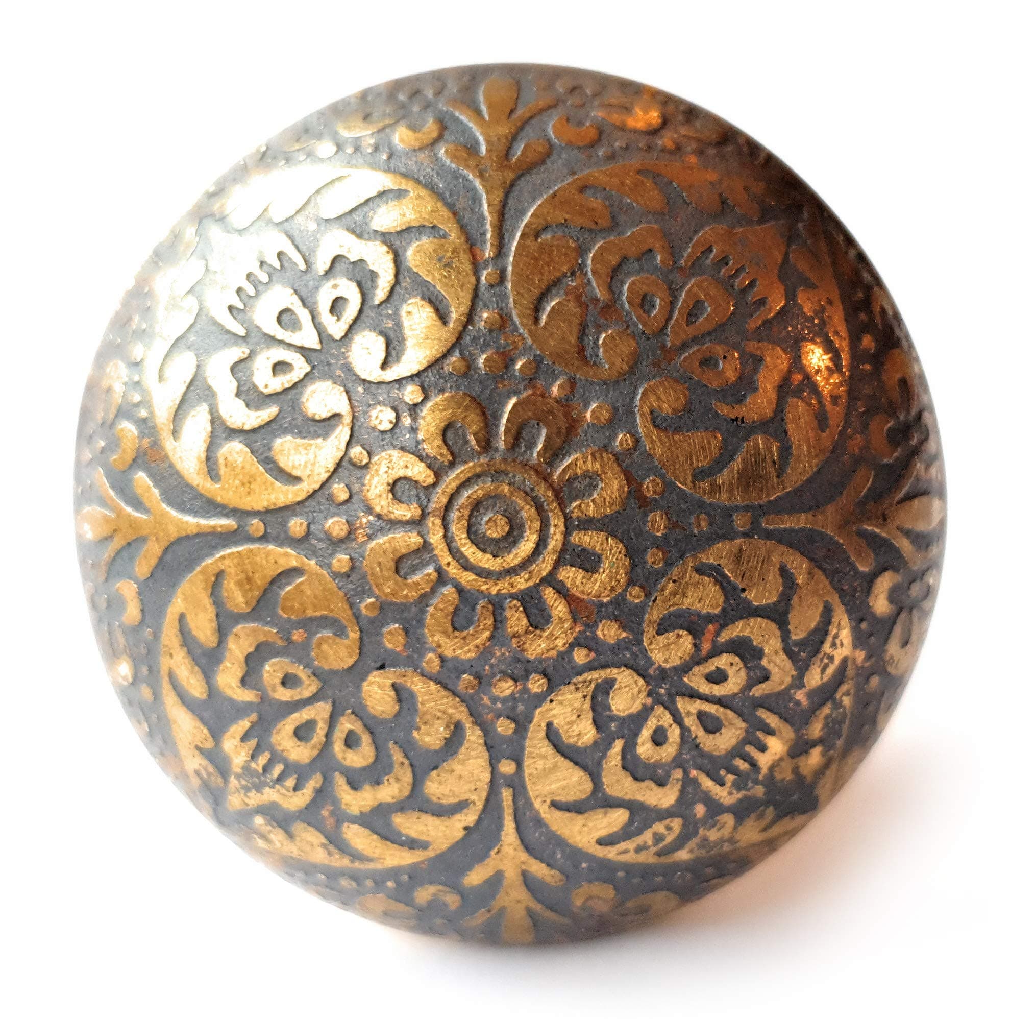 Set of 6 Brass Grey Cabinet Knobs - Kitchen Cabinet Pull knobs, Knobs for Cupboards, Chests, Furniture, Drawer Handles - Vintage Shabby Chic 38 mm by FFF