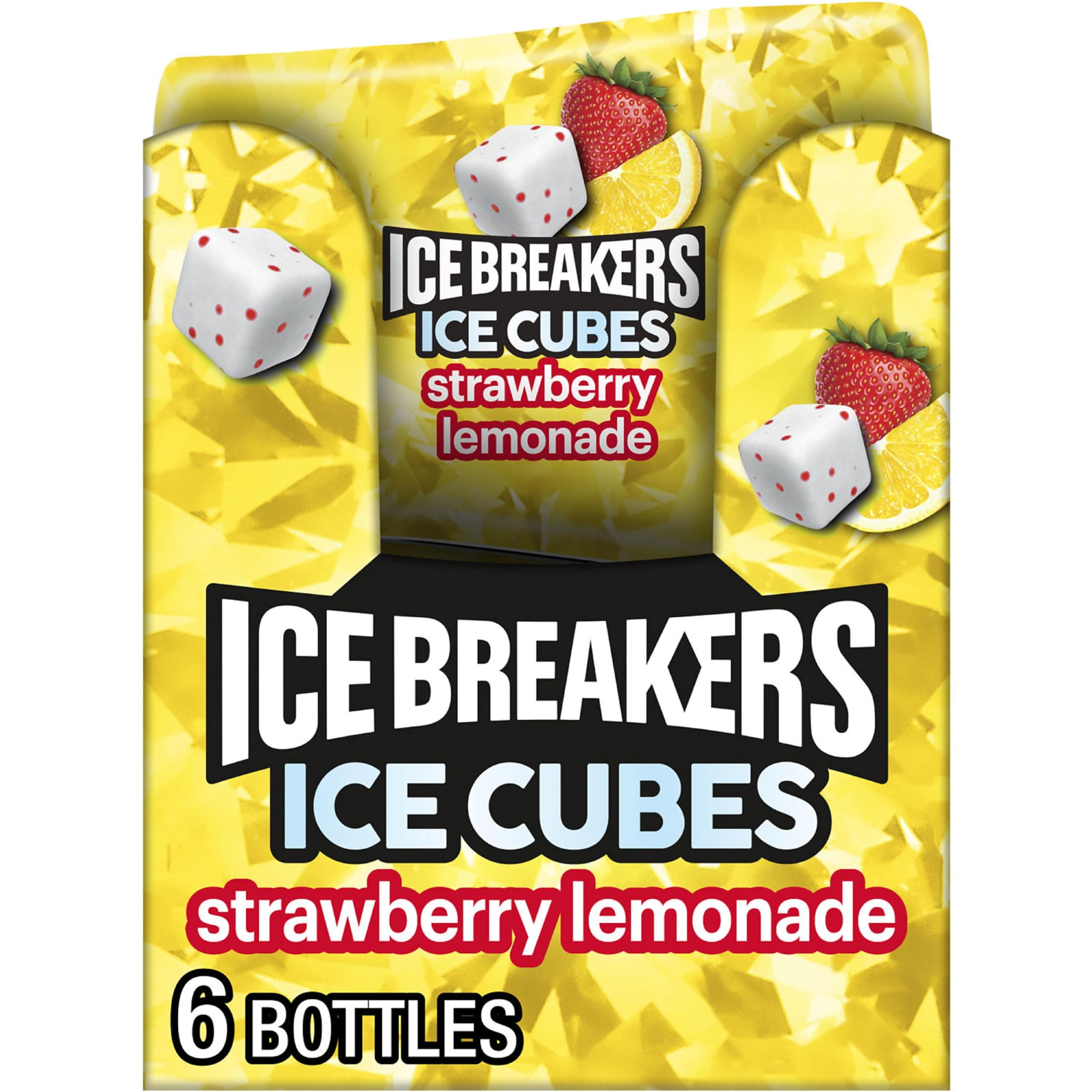 Ice Breakers Ice Breakers Ice Cubes Strawberry Lemonade Sugar Free Chewing Gum Bottles, 3.24 Oz (6 Pack, 40 Pieces)