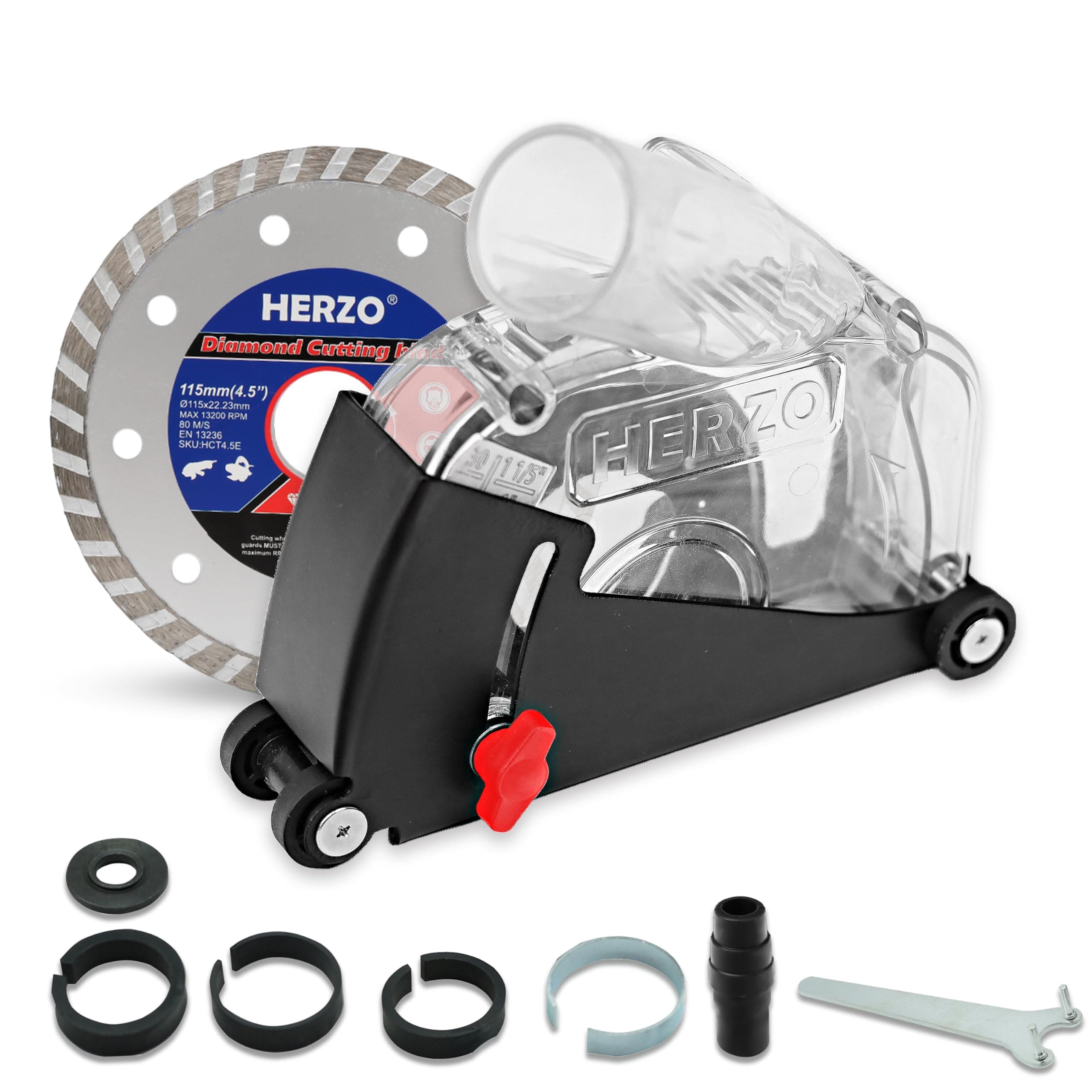 HERZODust Shroud Dust Extraction Cutting Guard for 5 inch and 4-1/2 inch Angle Grinder