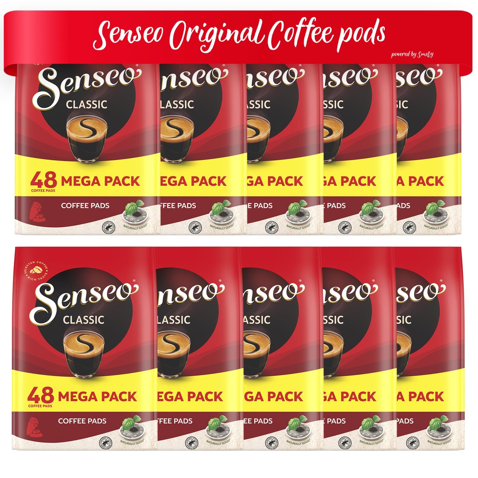 Senseo Classic, Medium Roast Coffee, 480-count Pods (10 Bags of 48 Pods)
