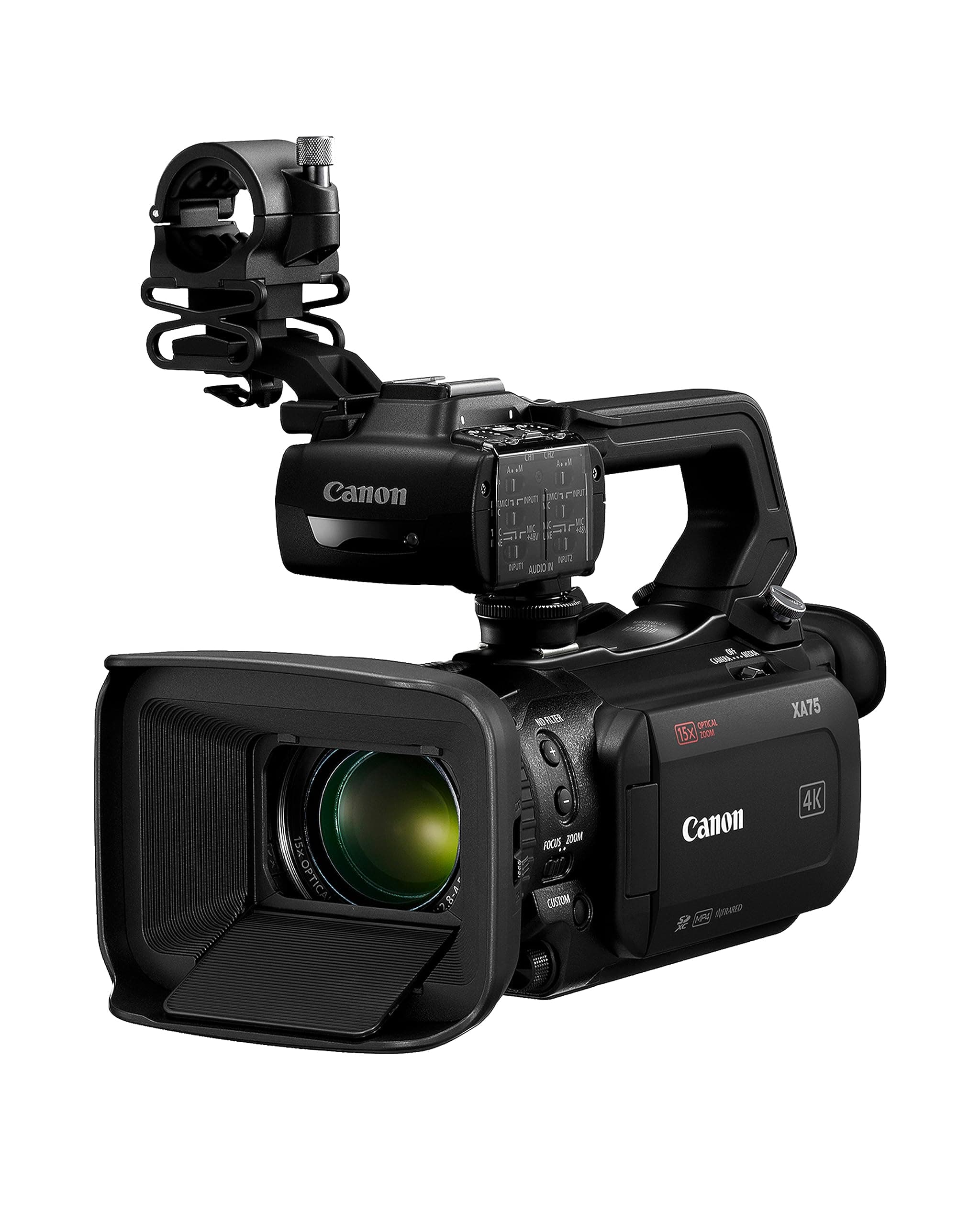 Canon XA75 Professional Camcorder, 4K UHD Video to Shoot, Record, Stream, 15x Optical Zoom Lens, 3G SDI & XLR Terminal, Black