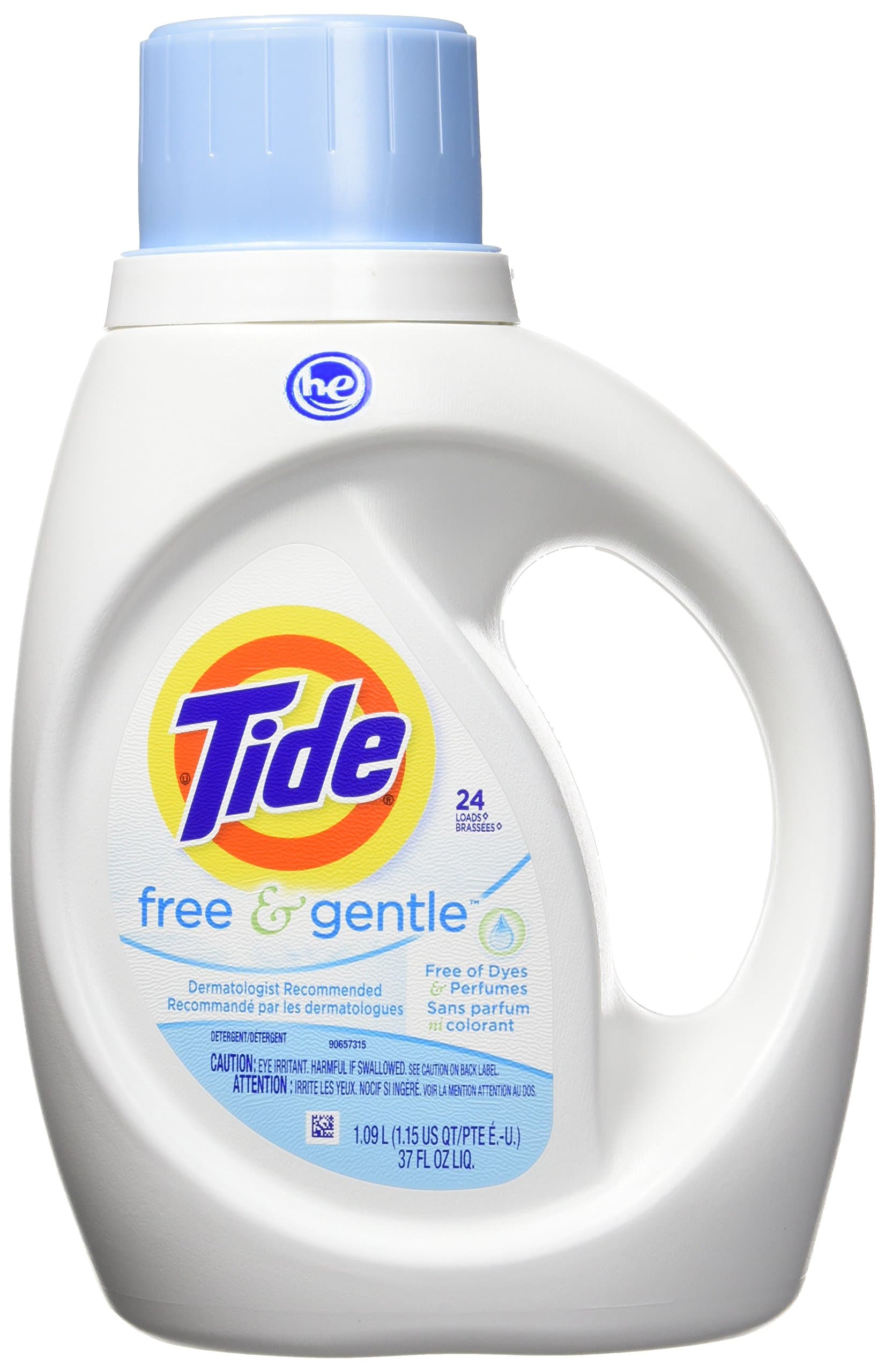 Tide Free & Gentle HE Liquid Laundry Detergent, Unscented, 1.09 L (24 Loads) - Packaging May Vary