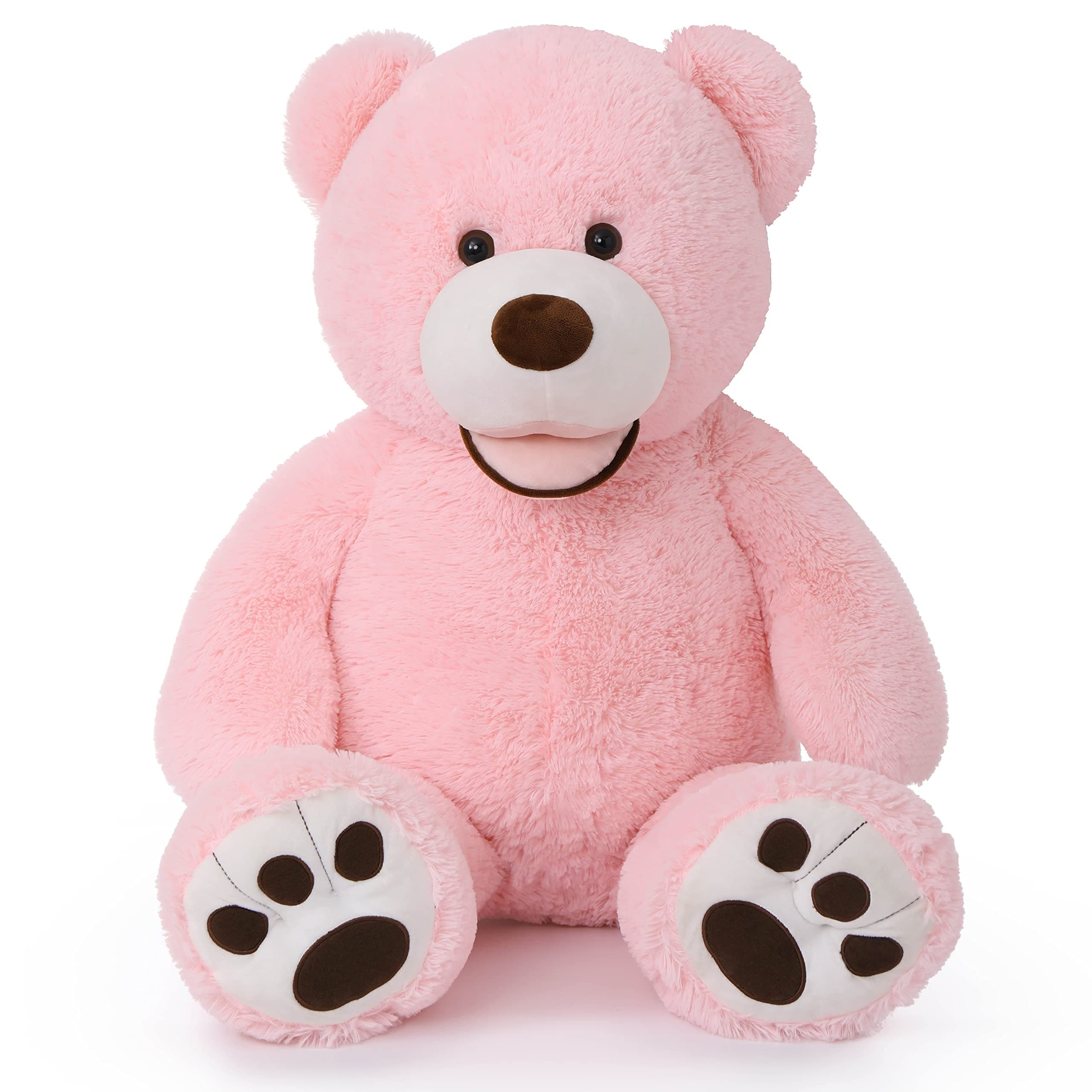 MorisMos Giant Teddy Bear, 39inch Large Stuffed Animals with Big Footprints Plush Stuffed Bears Gifts for Kids, Pink