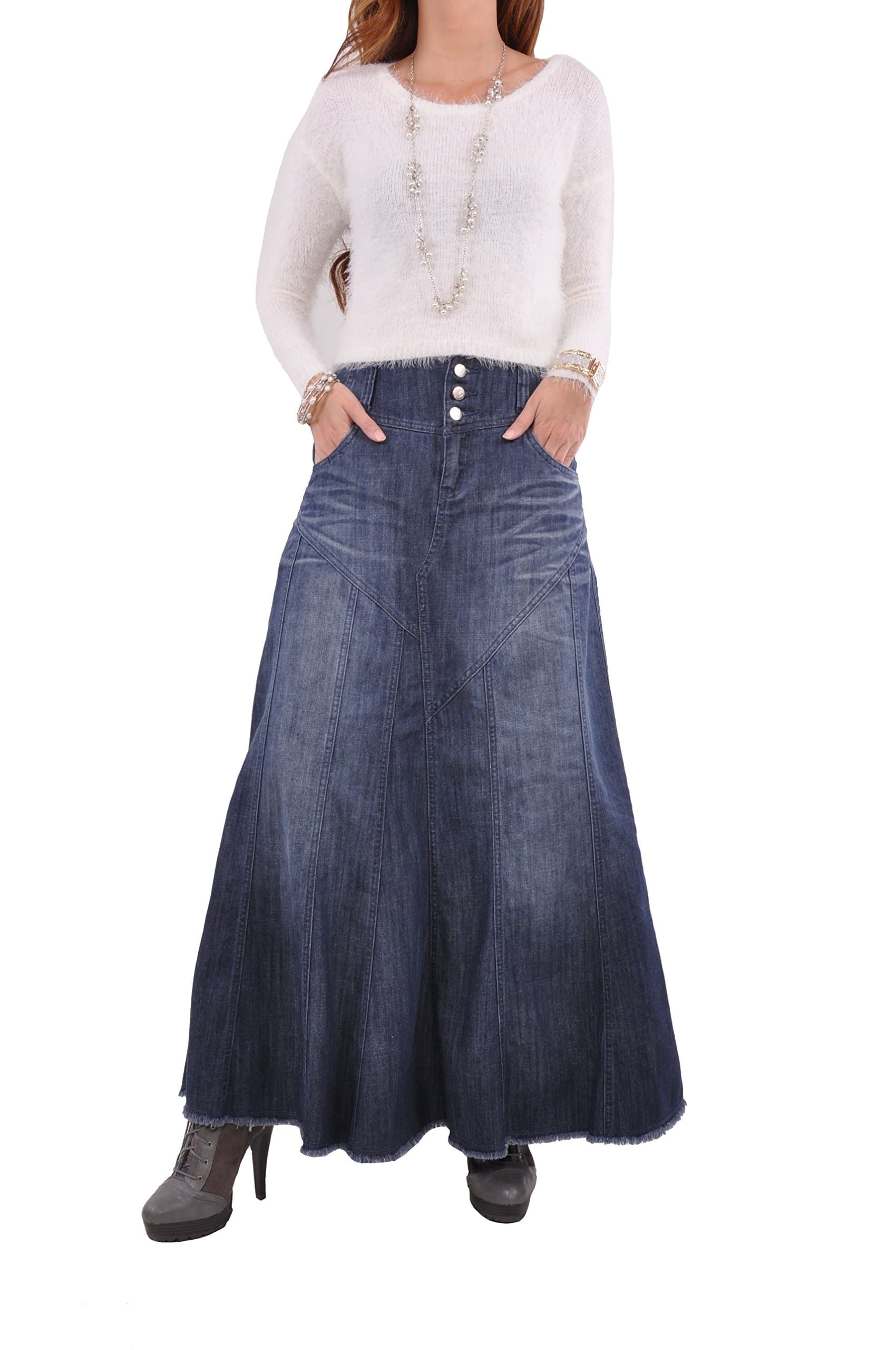 Style J Gorgeous Flares Long Denim Skirt